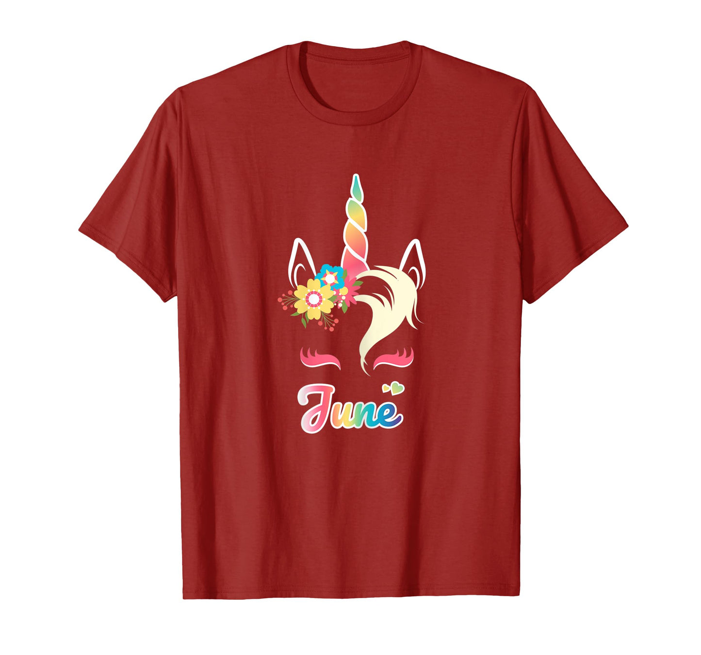Rainbow Unicorn June apparel Custom Name Gift for girls T-Shirt