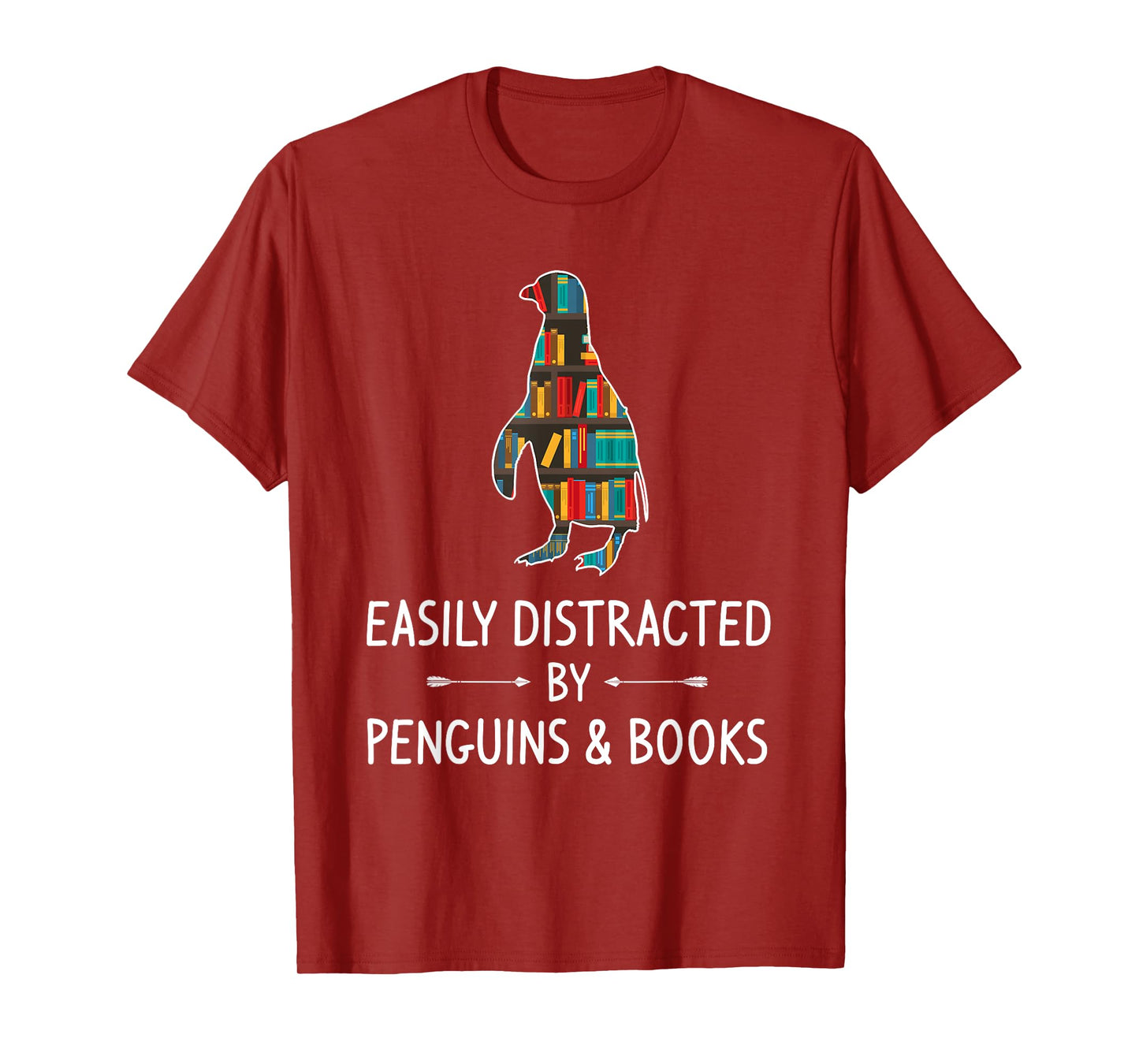Easily Distracted By Penguins & Books Lover Gift Bird Animal T-Shirt