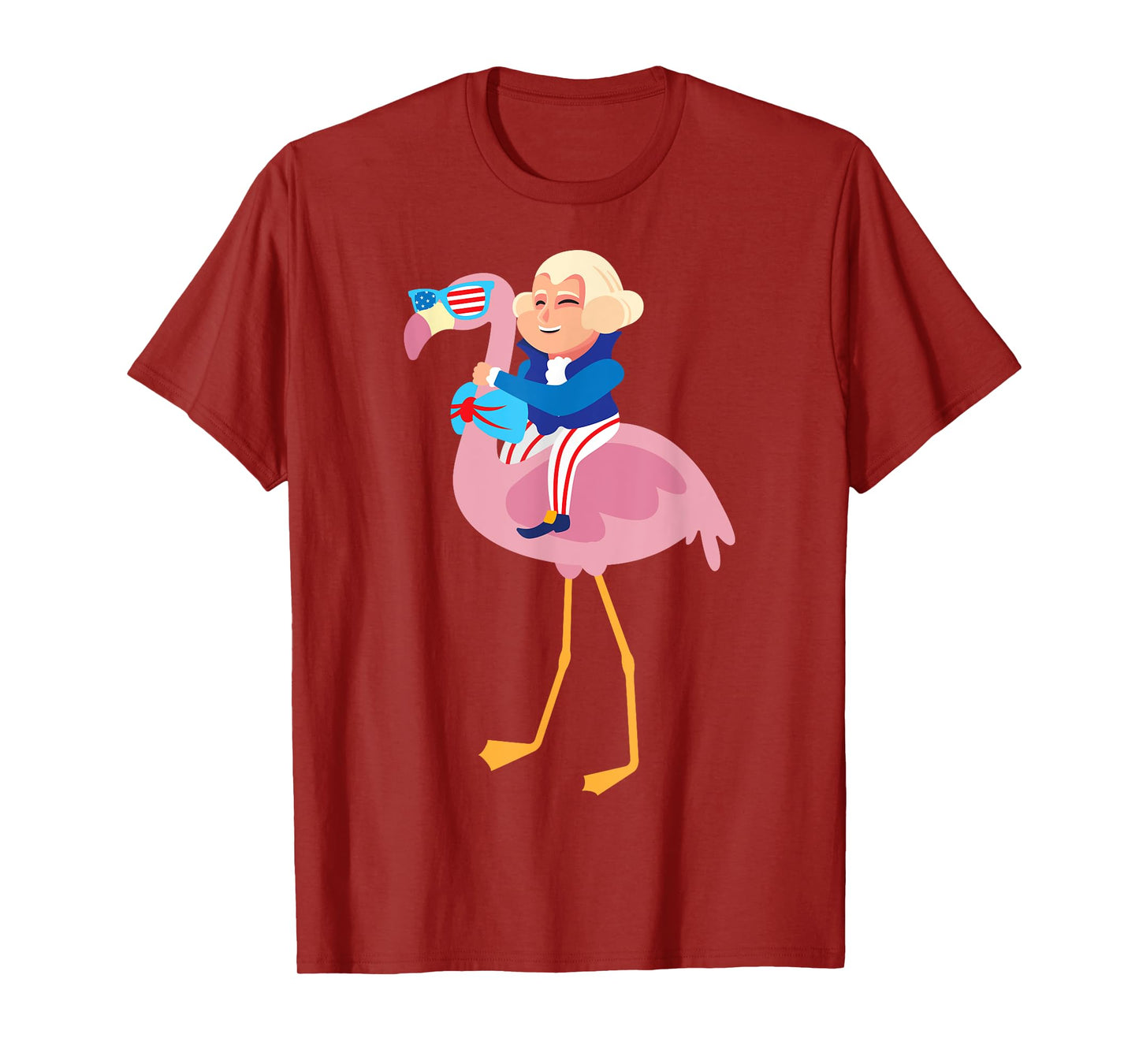 George Washington Flamingo 4th Of July American Flag Gift T-Shirt