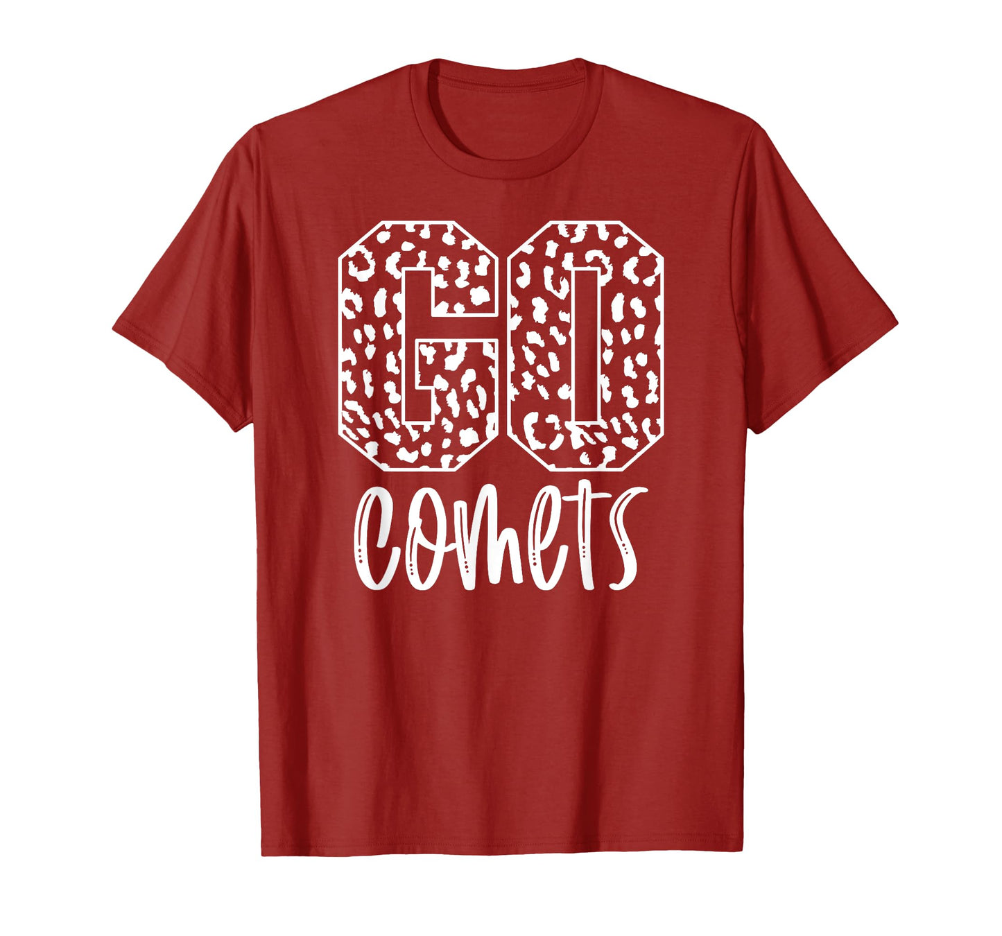 Comets Team Mascot School Spirit Game Night Leopard Print T-Shirt