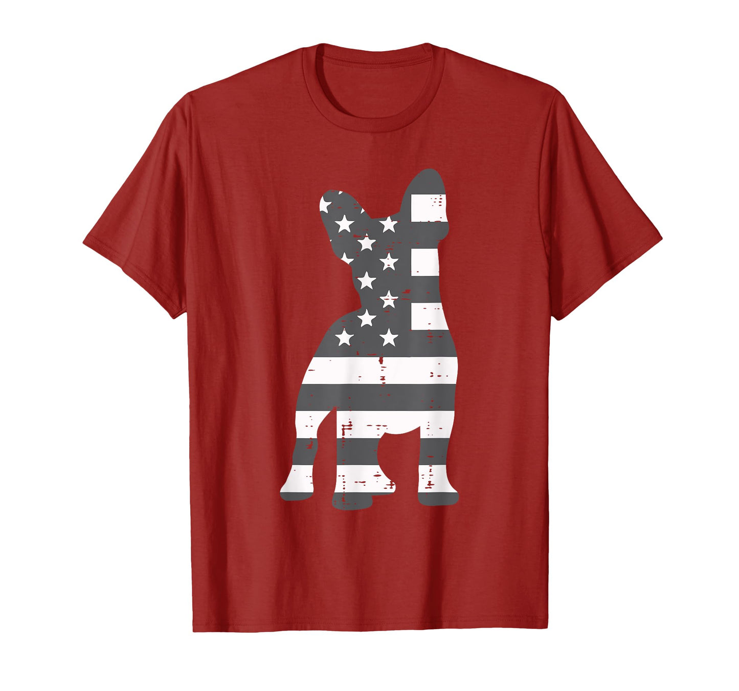 Gray US Flag French Bulldog Frenchie Patriotic 4th Of July T-Shirt