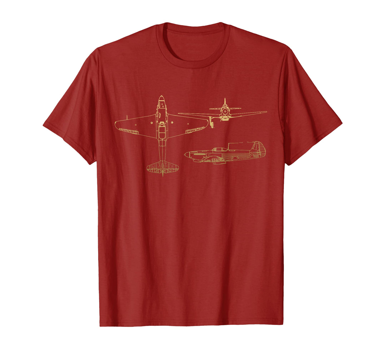 Yak-9 Soviet WW2 Plane Warbird Blueprint Schematics Diagram T-Shirt