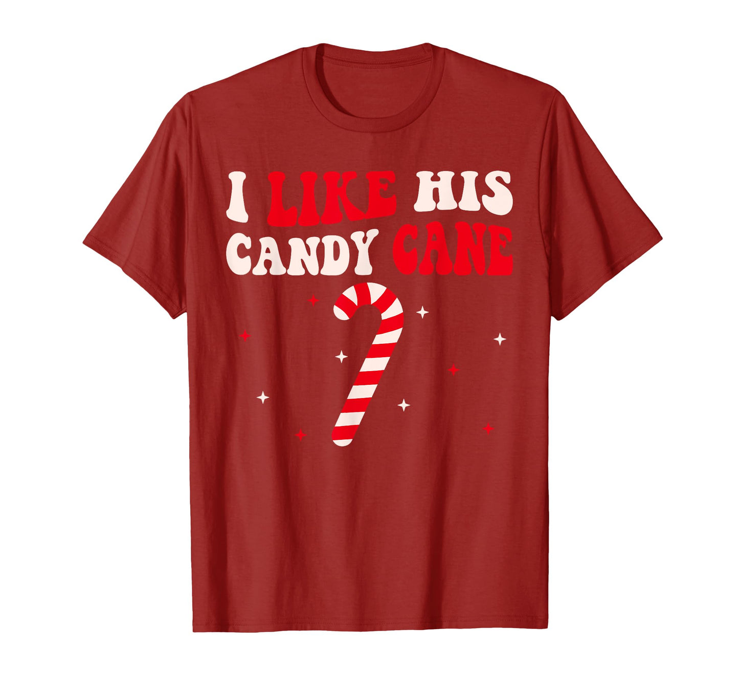 Groovy Candy Cane Funny Matching Christmas Couple Unisex-Adults Candy Cane Xmas Funny Couples Matching Christmas T-Shirt