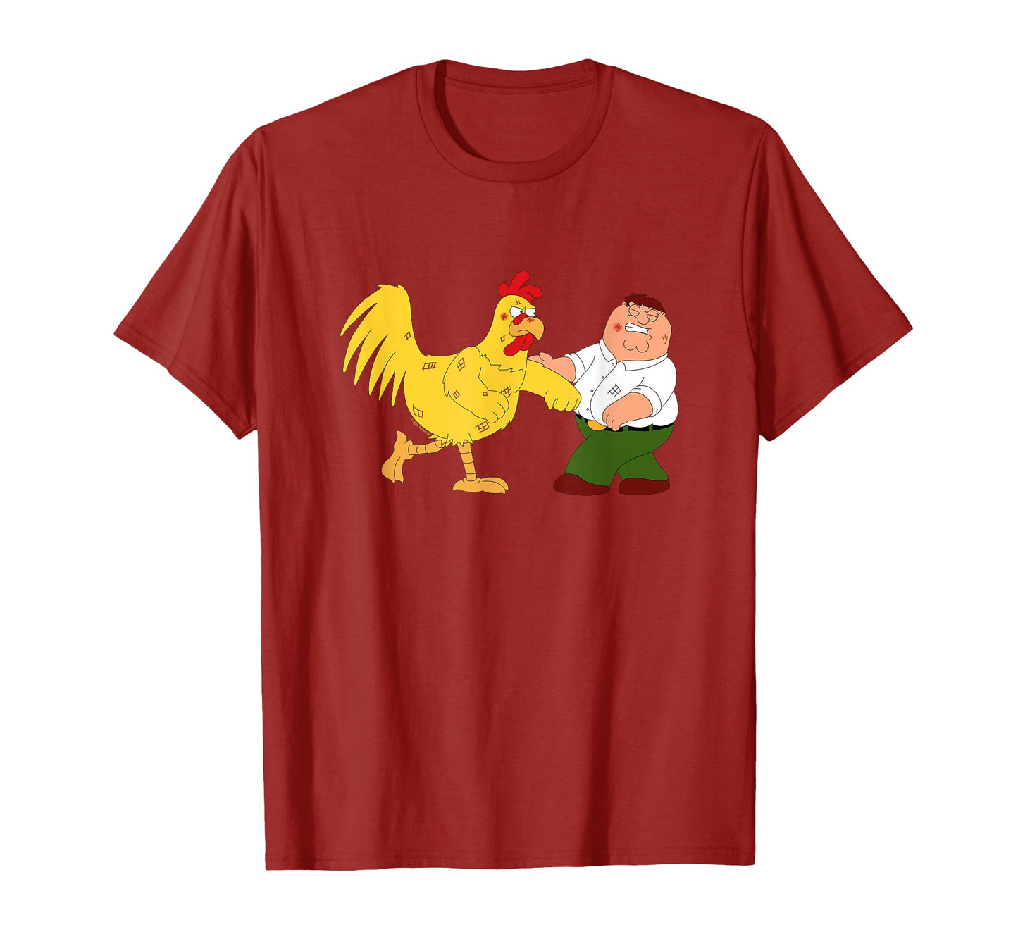 Family Guy Peter & The Giant Chicken Fighting Funny Cartoon T-Shirt