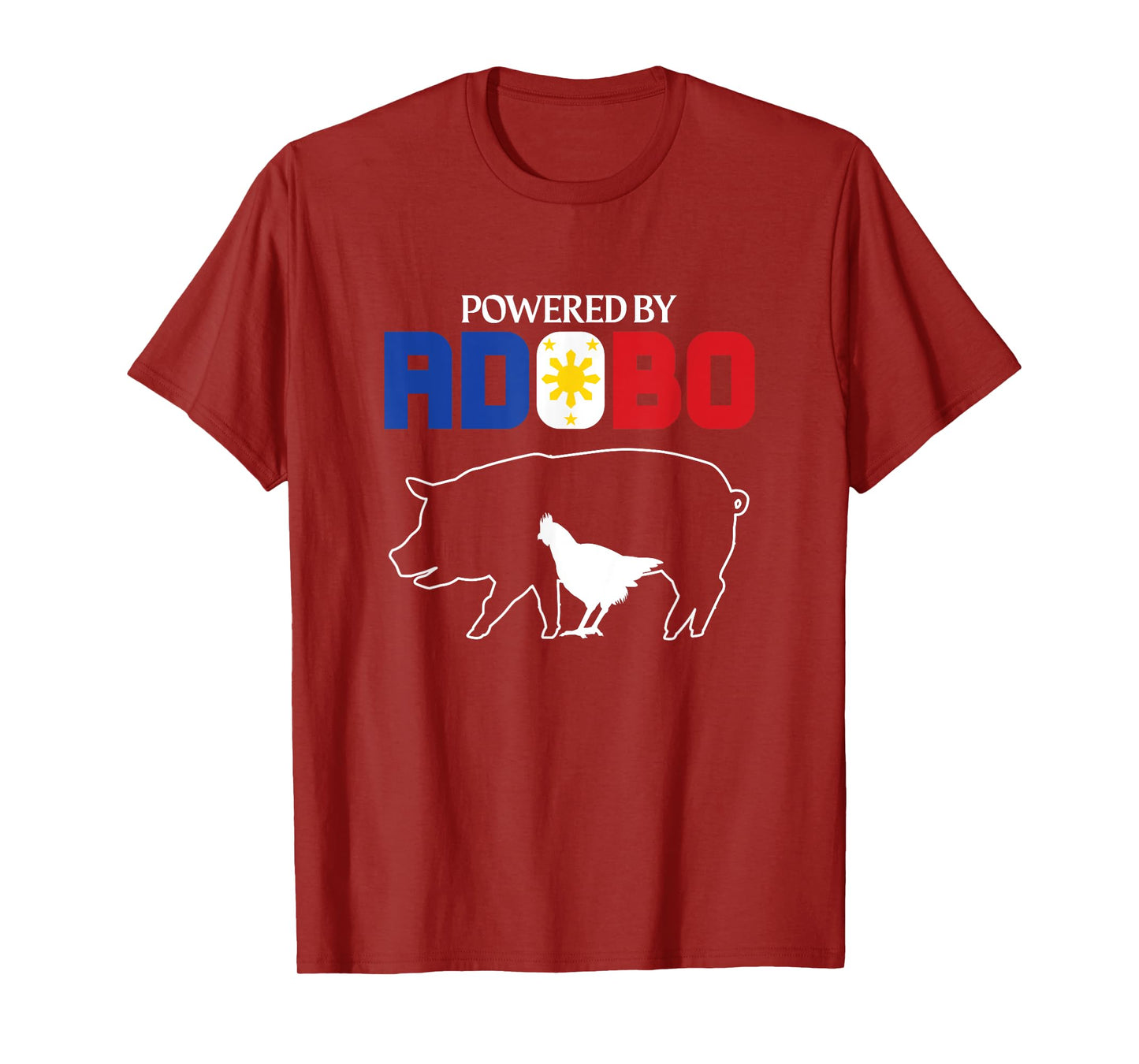 Powered by Adobo Chicken Pork Pinoy Rice Cuisine Philippines T-Shirt
