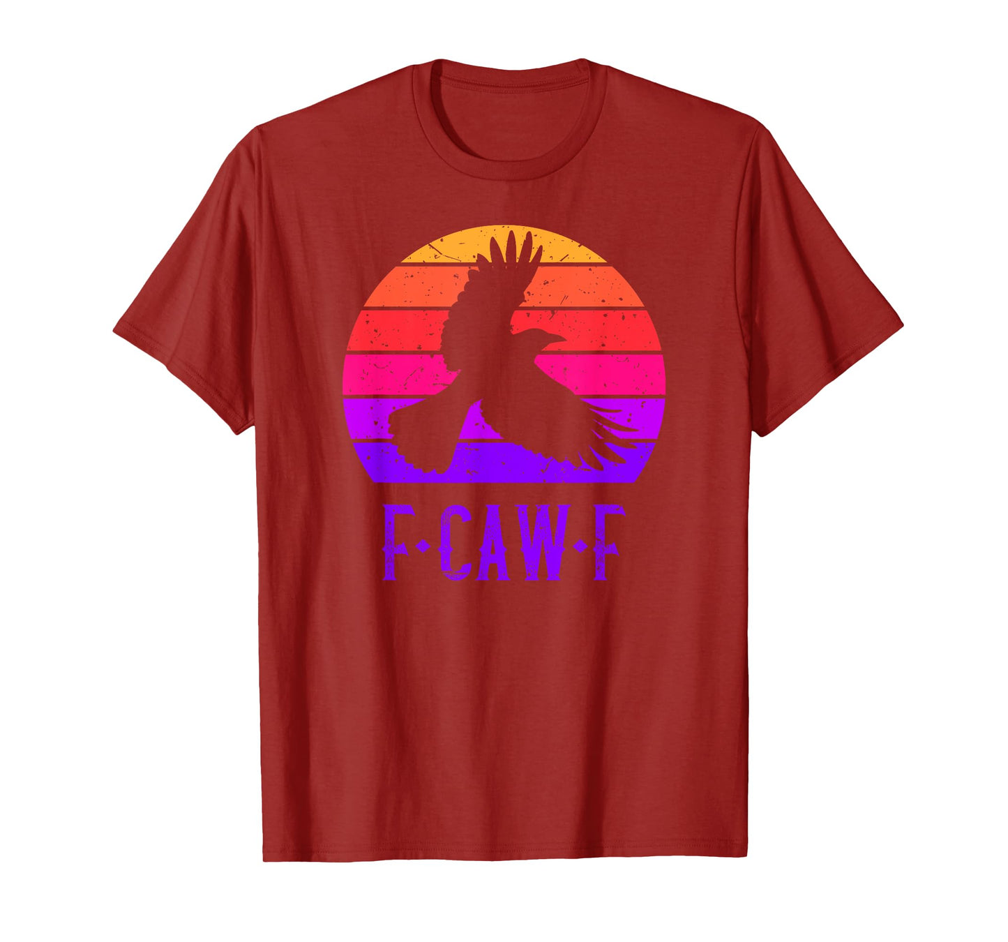 F-Caw-F Black Crow Black Bird Retro Sunset Vintage F-Caw-F T-Shirt