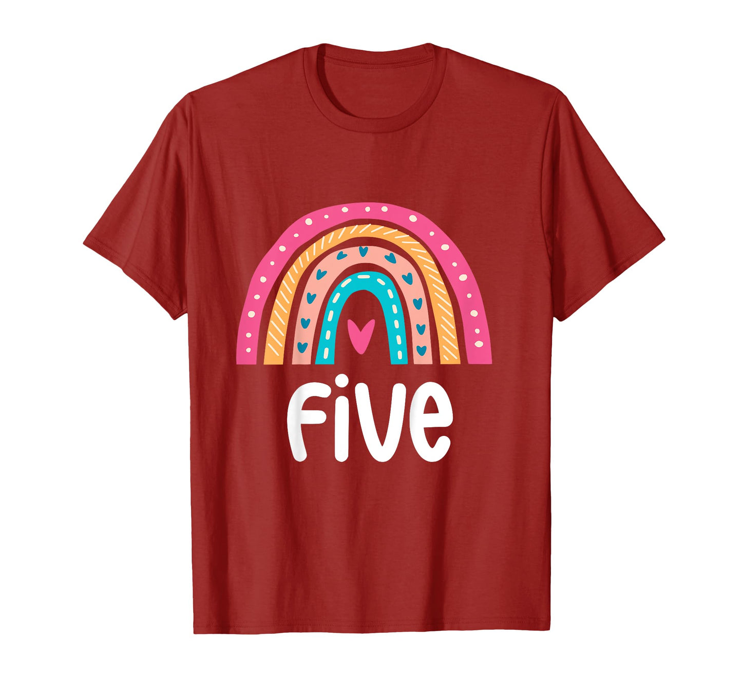 Girls 5th Birthday Shirt Rainbow Five - 5 Year Old Birthday T-Shirt