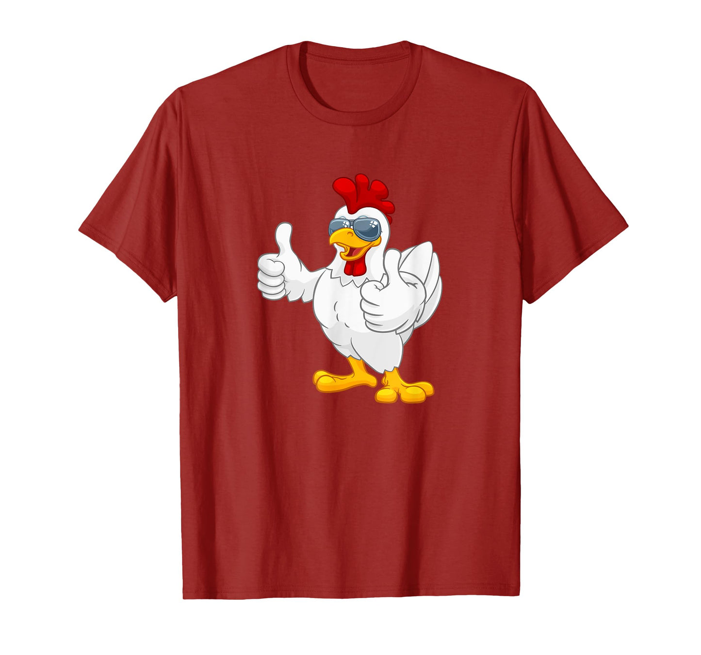 Cool White Chicken Rooster with Sunglasses Thumbs Up Animal T-Shirt