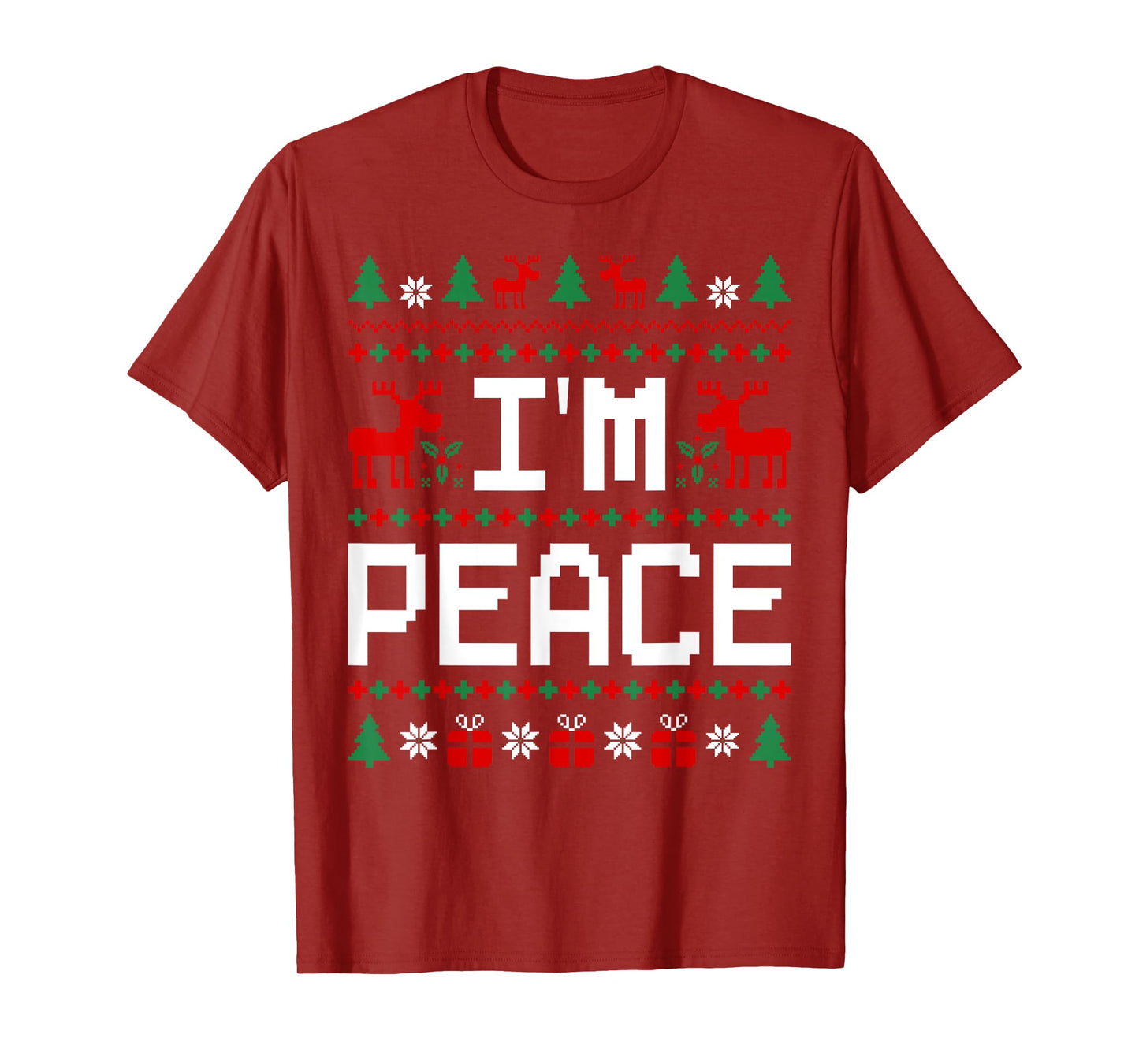 Couples Ugly Christmas Sweaters I Come In Peace I'm Peace T-Shirt