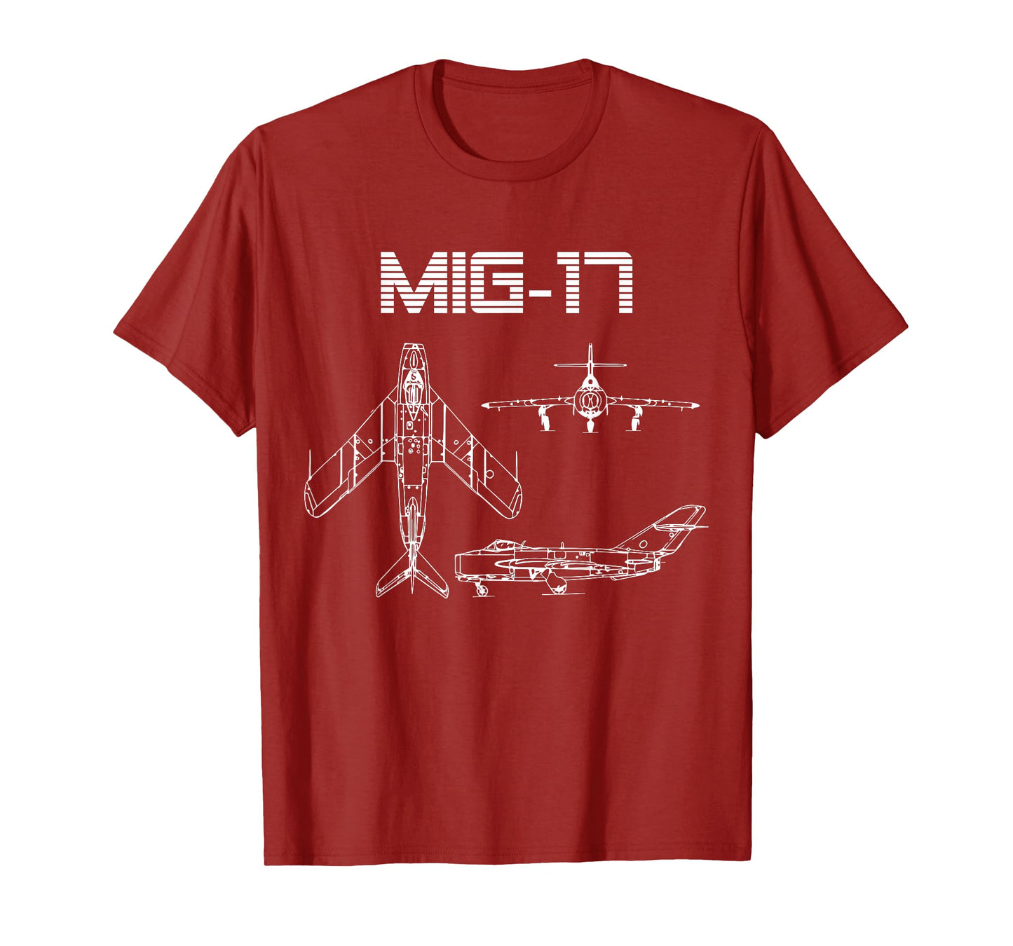 Mig-17 Soviet Plane Warbird Blueprint Schematics Diagram T-Shirt