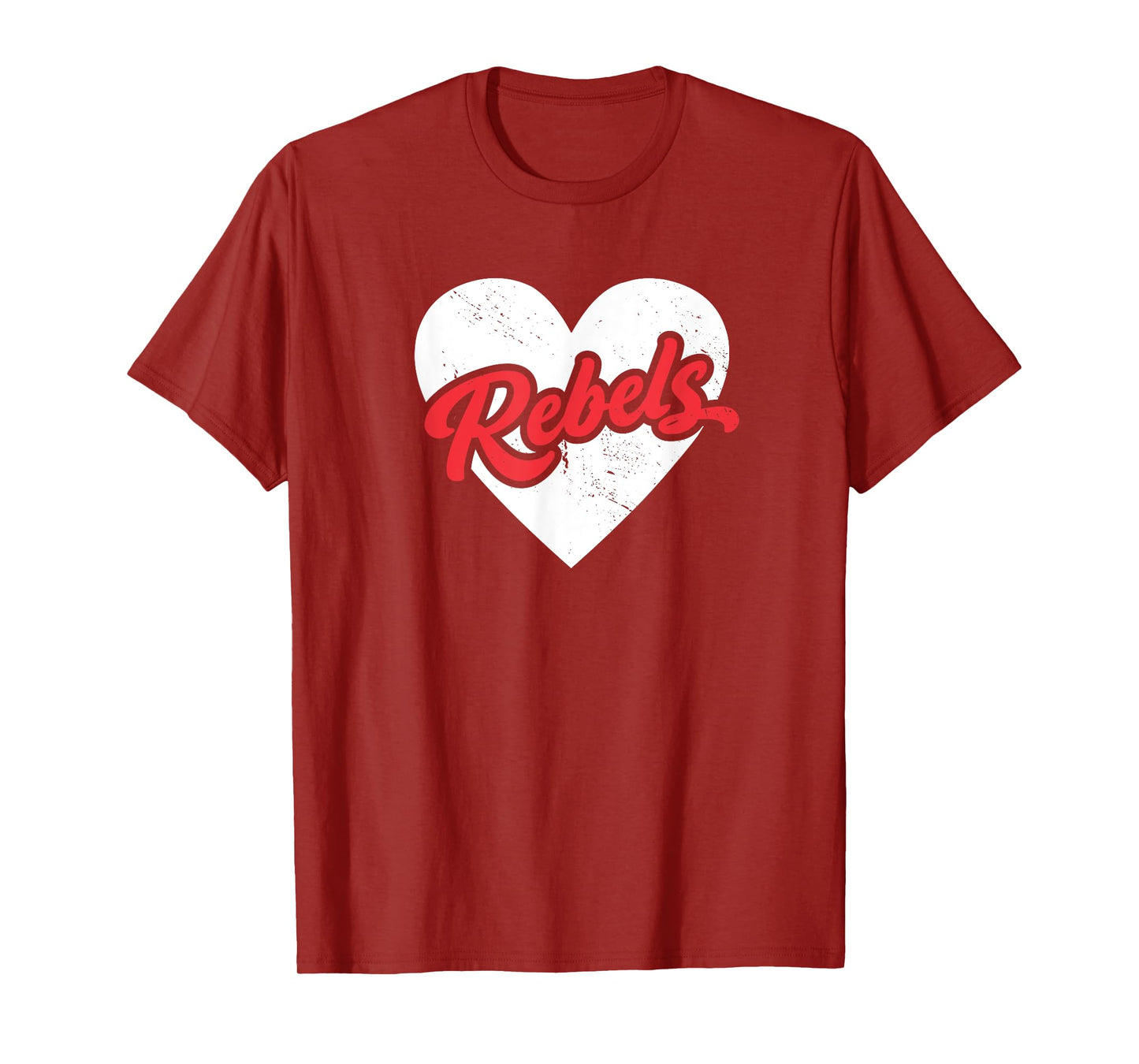 Vintage Rebels High School Go Rebels Pride Heart T-Shirt
