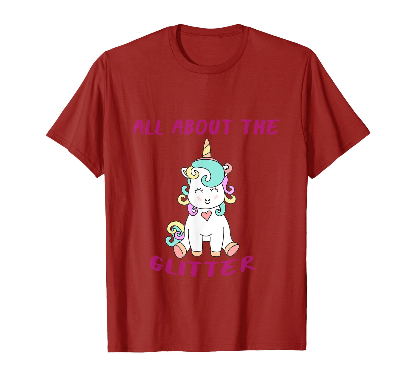 ClownTown All About The Glitter Funny Unicorn T-Shirt Kids Women's Unisex-Adults Black Short Sleeve Crew Neck T-Shirt