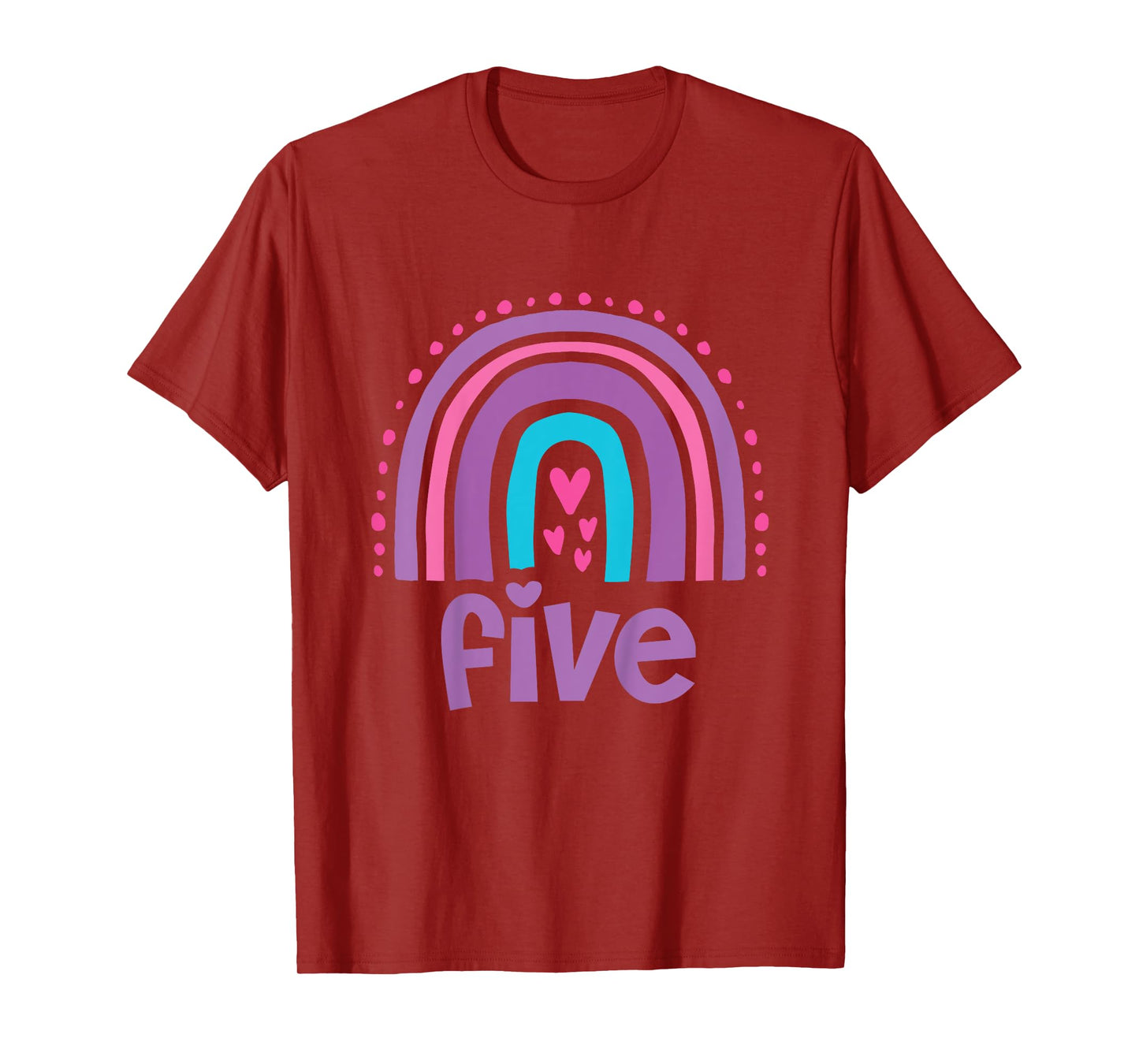 Girl's 5th Birthday Boho Rainbow Five 5 Years Old T-Shirt