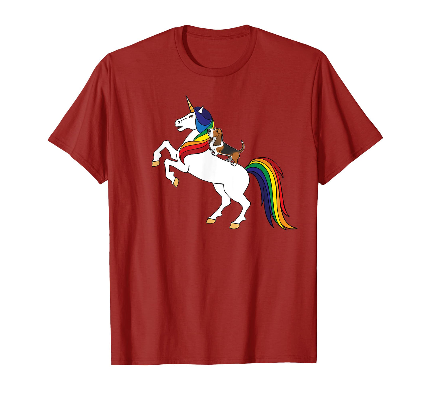 Kids Womens & Girls Rainbow Unicorn Basset Hound Lover T-Shirt