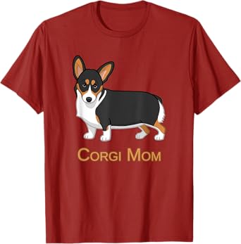 Cute Black Tricolor Pembroke Corgi Mom Dog Lover Men Women Kids T-Shirt