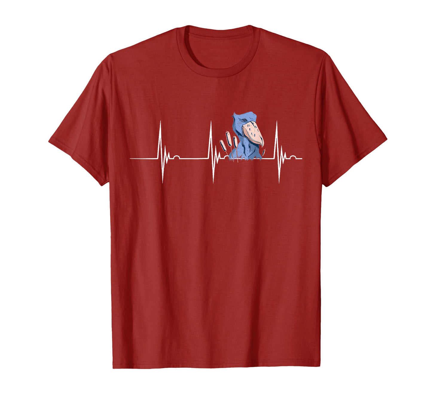 Shoebill Bird Heartbeat EKG Pulse Mayan Bird African Bird T-Shirt