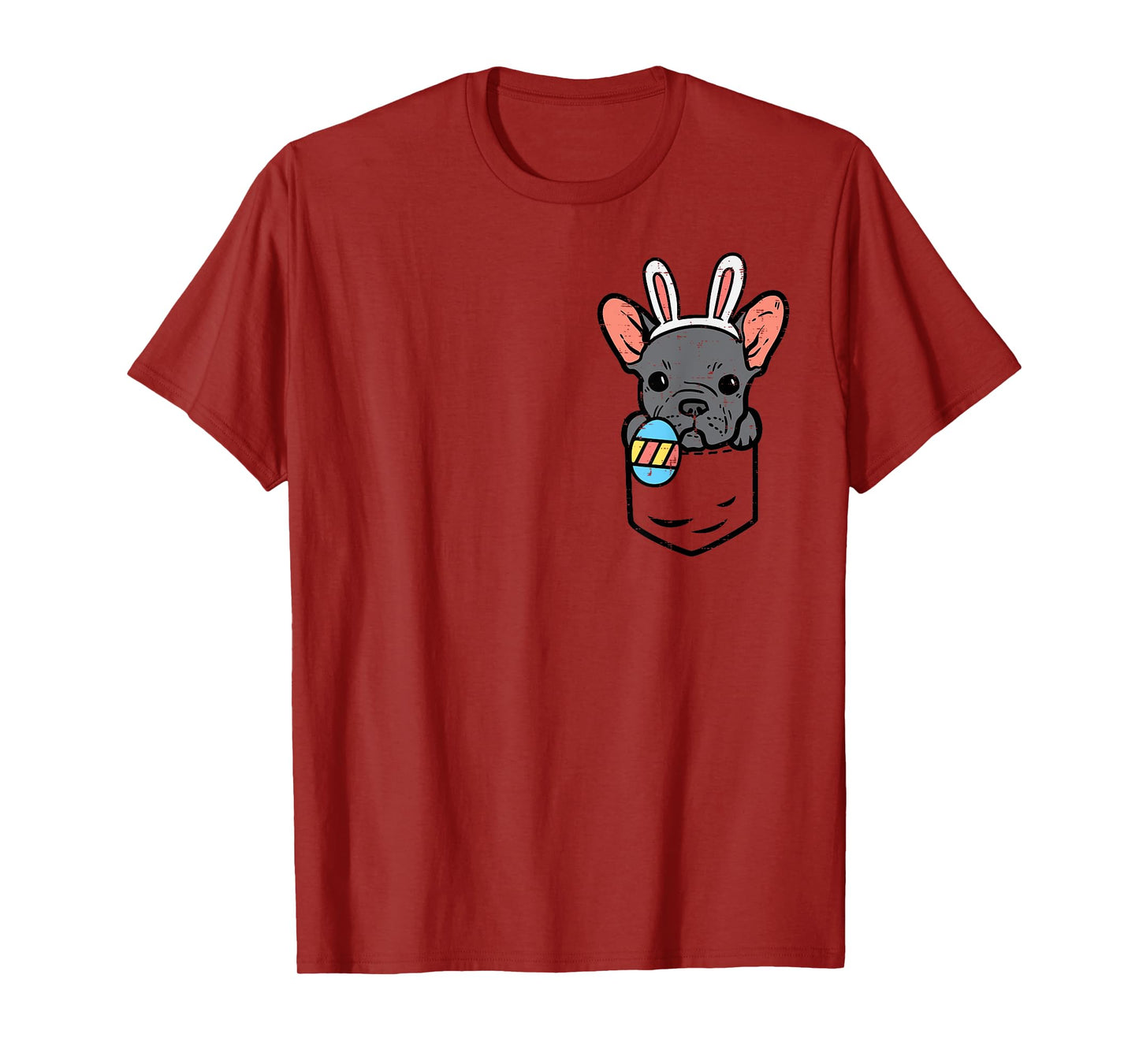 Pocket Easter French Bulldog Bunny Frenchie Dog Men Women T-Shirt