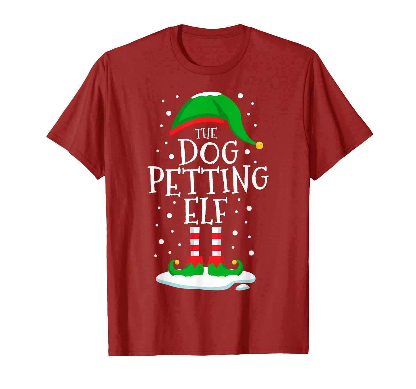 The Dog Petting Elf Christmas Family Matching Xmas Funny T-Shirt for Men Women Kids