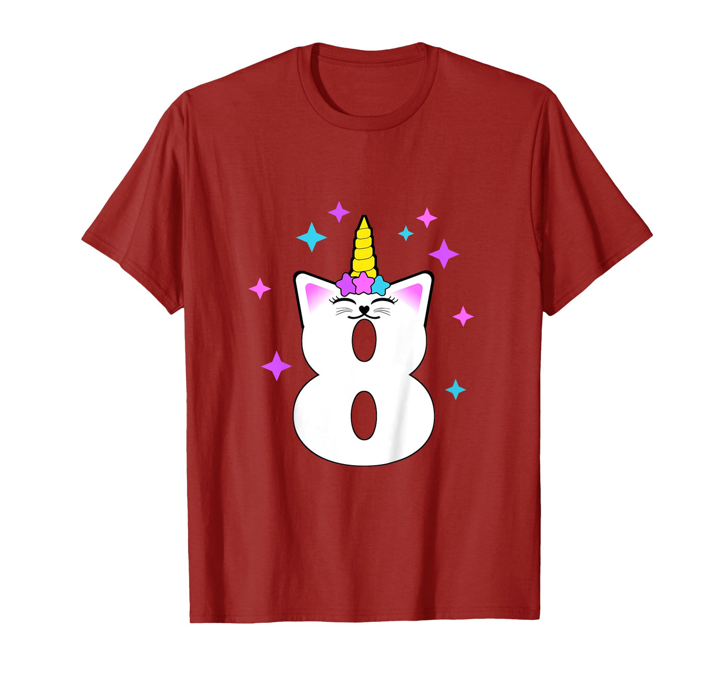 8 Year Old Cat Unicorn Caticorn 8th Birthday Party Girls T-Shirt