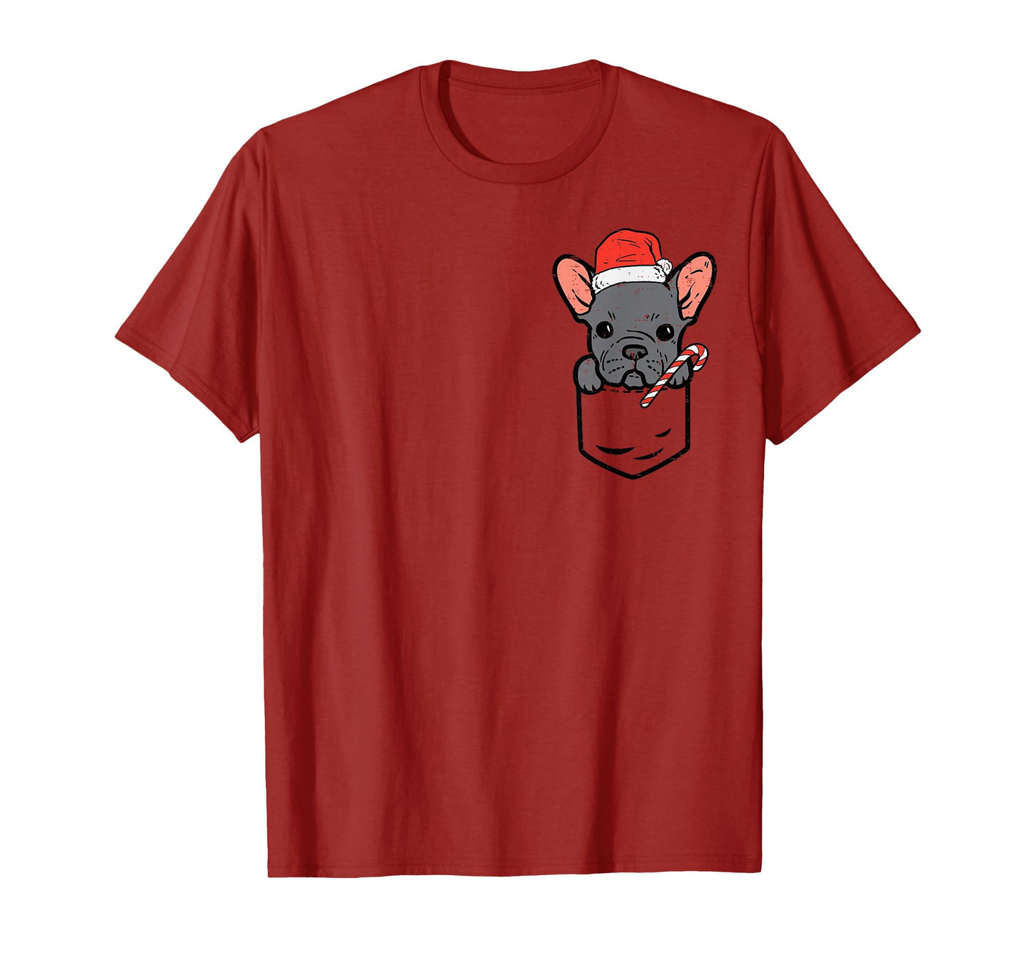 Pocket French Bulldog Santa Dog Christmas Xmas Men Women T-Shirt