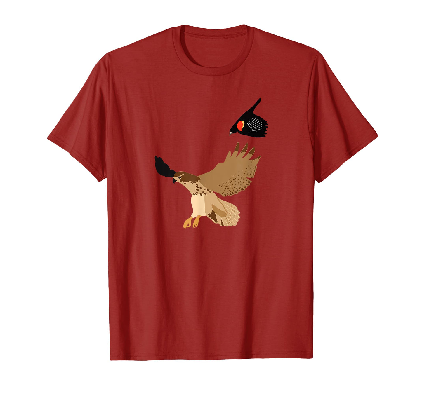 Red Winged Blackbird Chasing a Hawk Nature Graphic T-Shirt