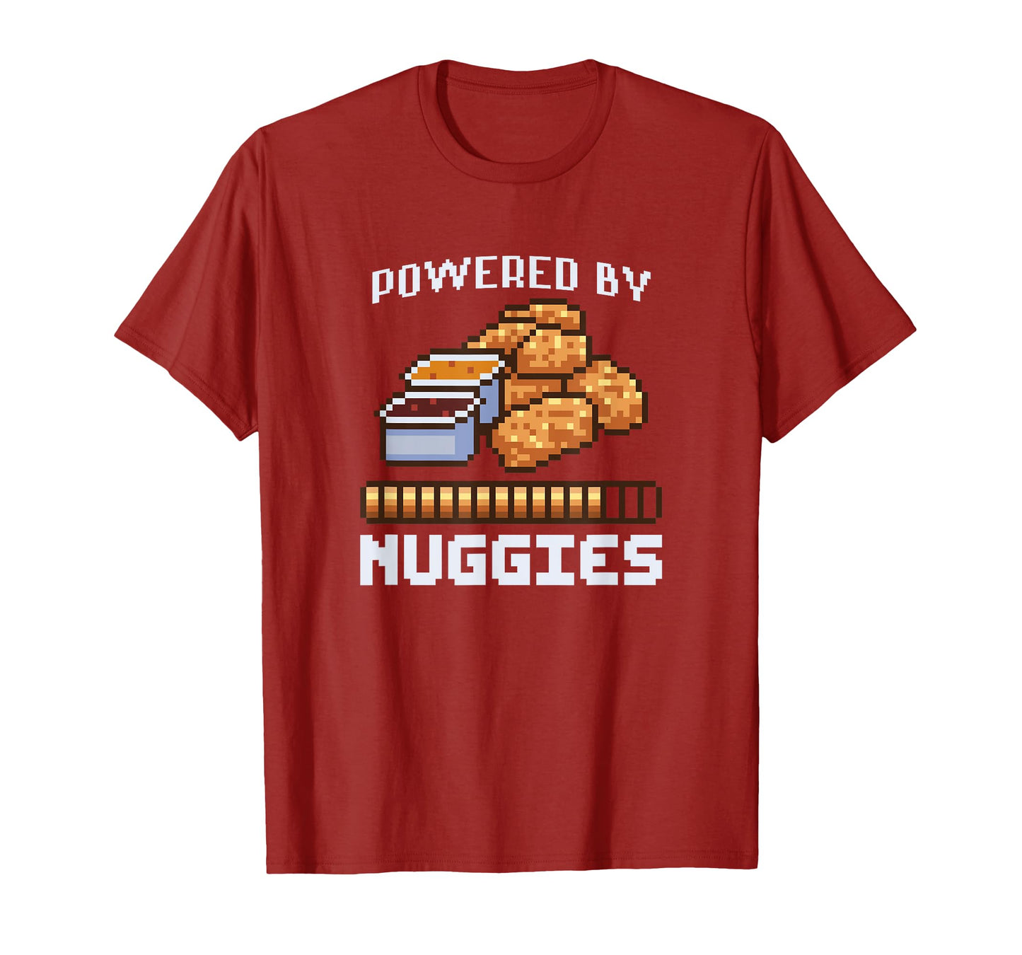 Power By Nuggies Pixalated Art Style Chicken Nugget Funny T-Shirt