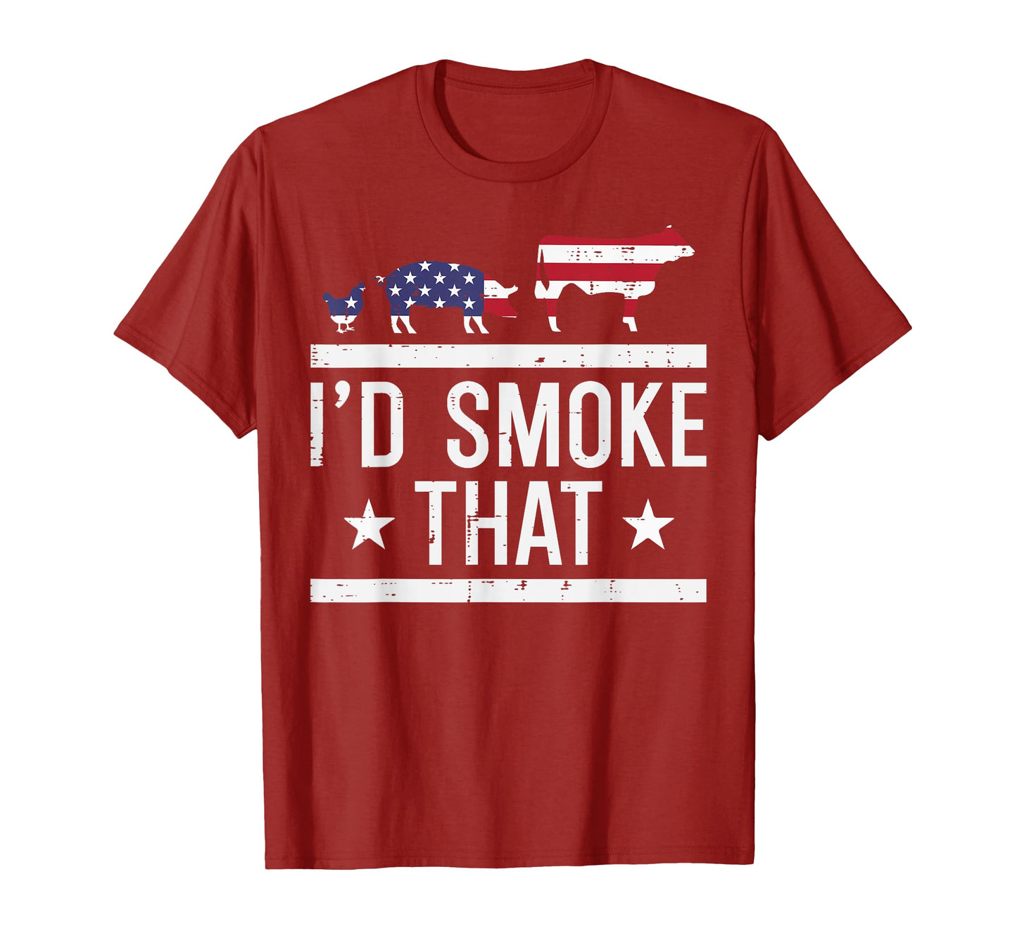 Id Grill That Chicken Pig Cow US Flag Bbq Barbecue 4th July T-Shirt