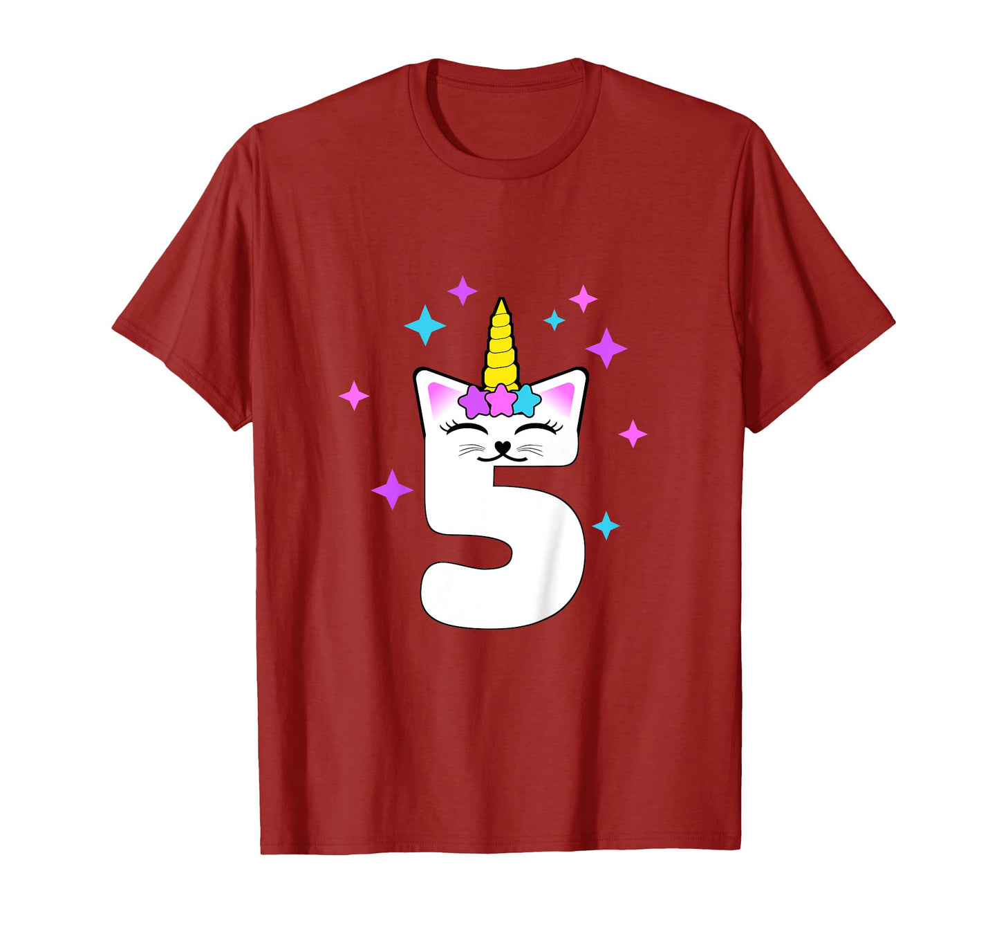 5 Year Old Cat Unicorn Caticorn 5th Birthday Party Girls T-Shirt