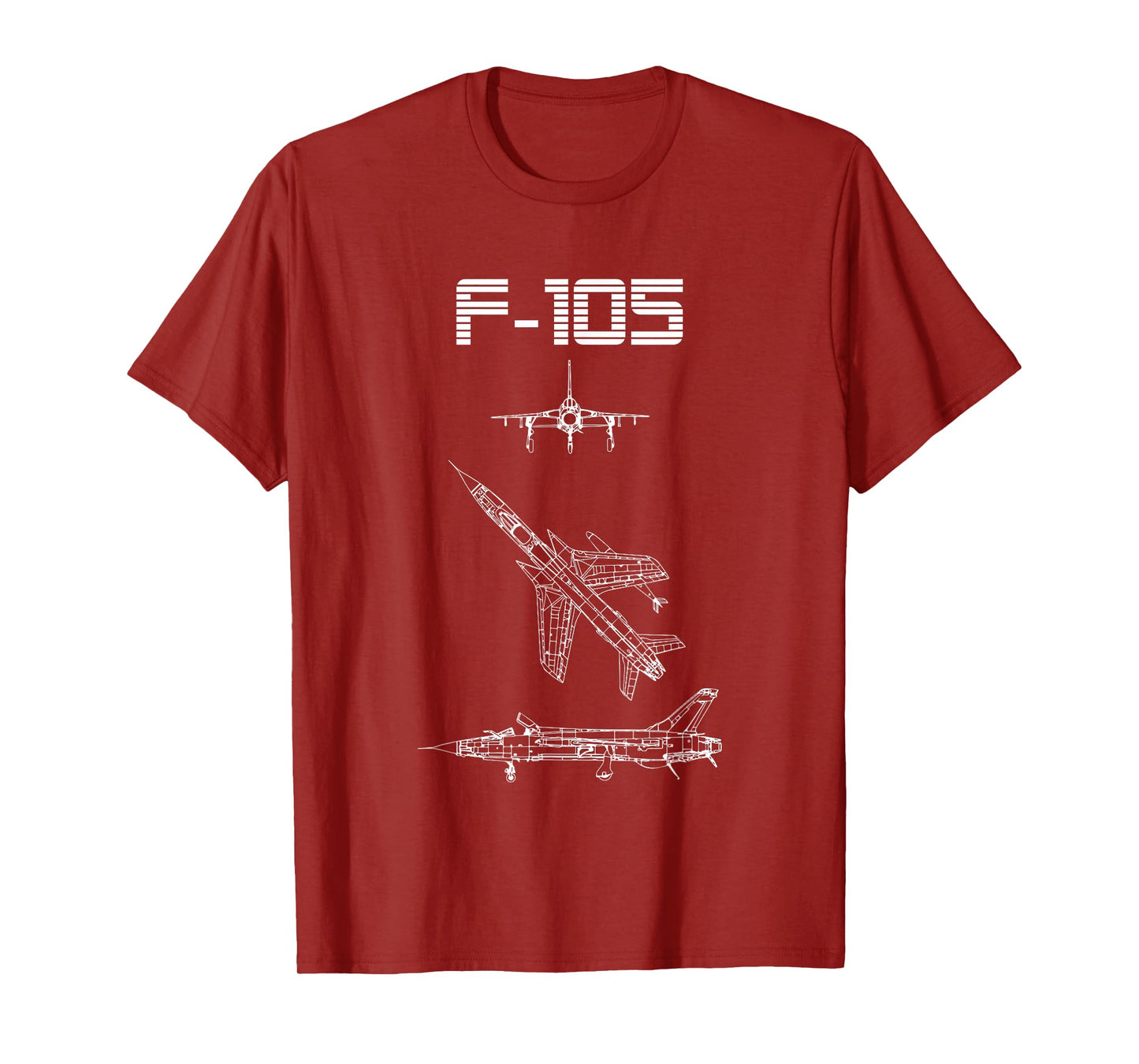 F-105 Fighter Plane Warbird Blueprint Schematics Diagram T-Shirt