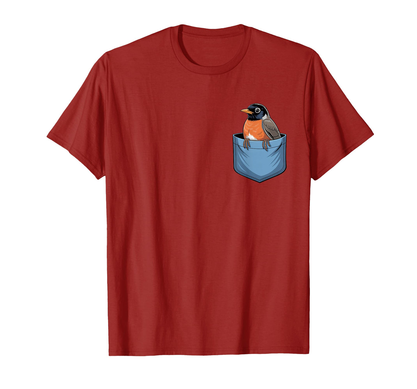 Cute Pocket American Robin Bird Birdwatcher T-Shirt