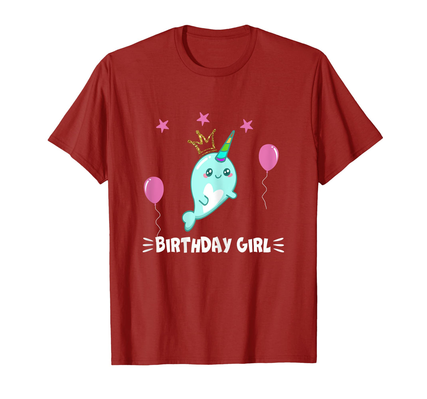 Cool Cute Narwhal balloons Girls Birthday Party Animal T-Shirt