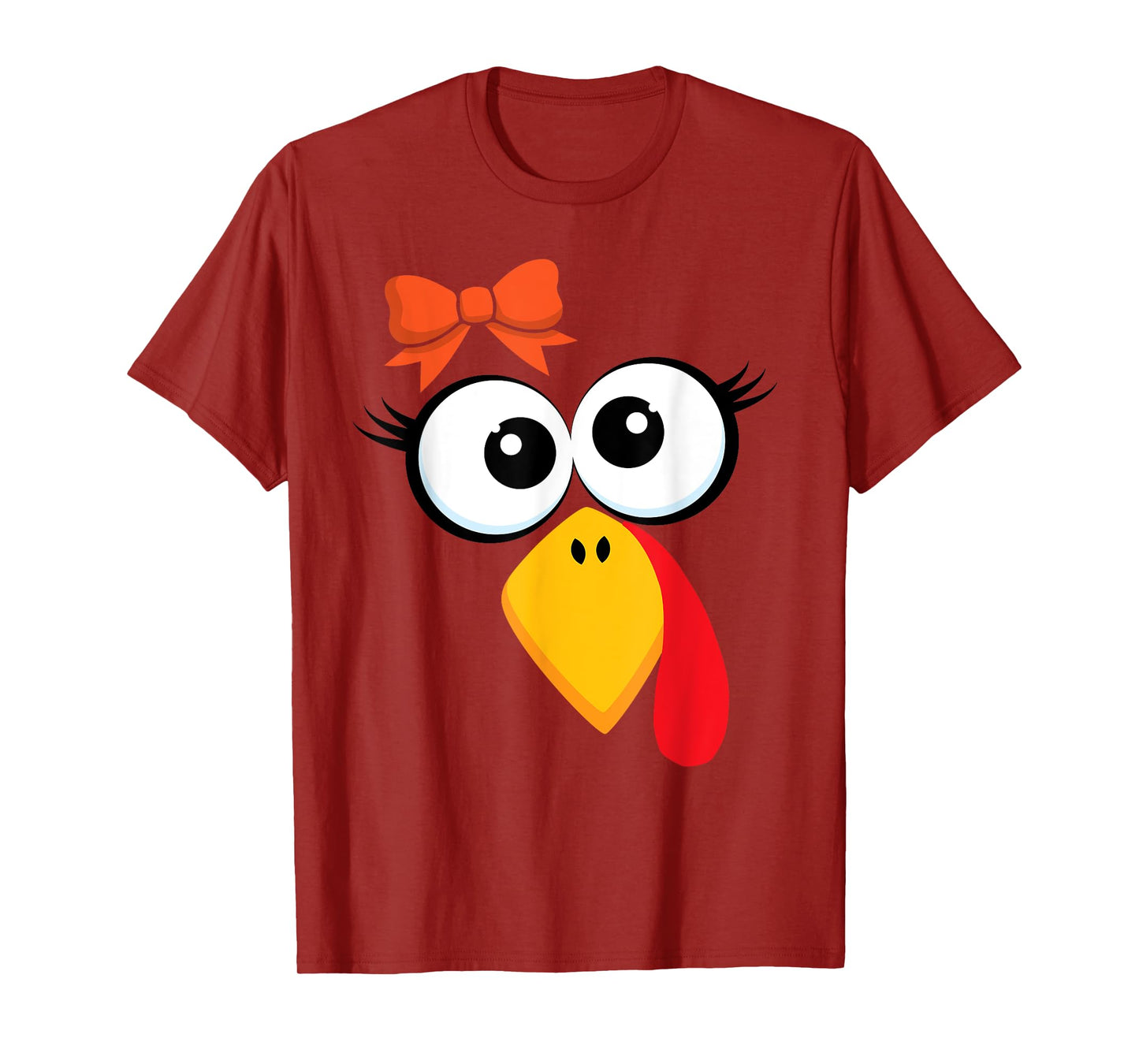 Funny Turkey Face Thanksgiving Cute Girls Hair Bow T-Shirt