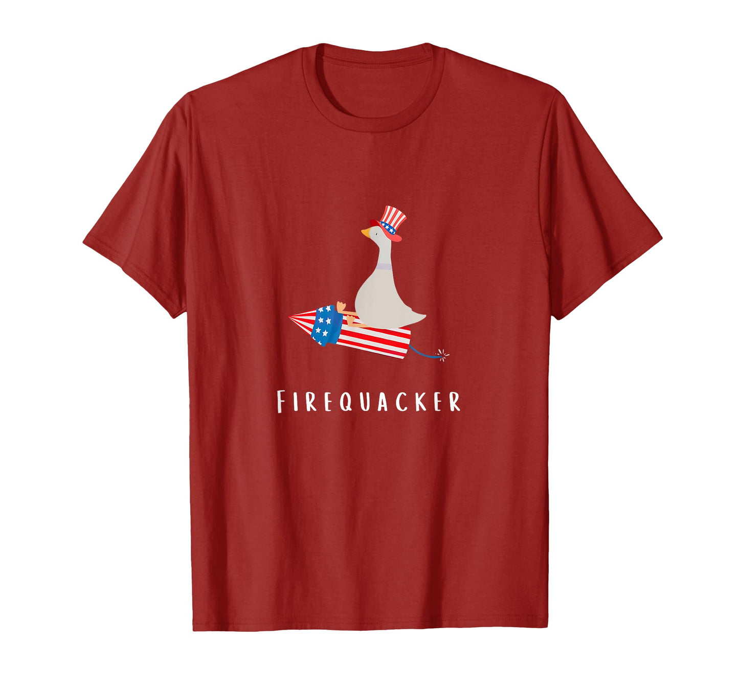 Funny Goose Fourth Of July Firequacker Independence Day T-Shirt