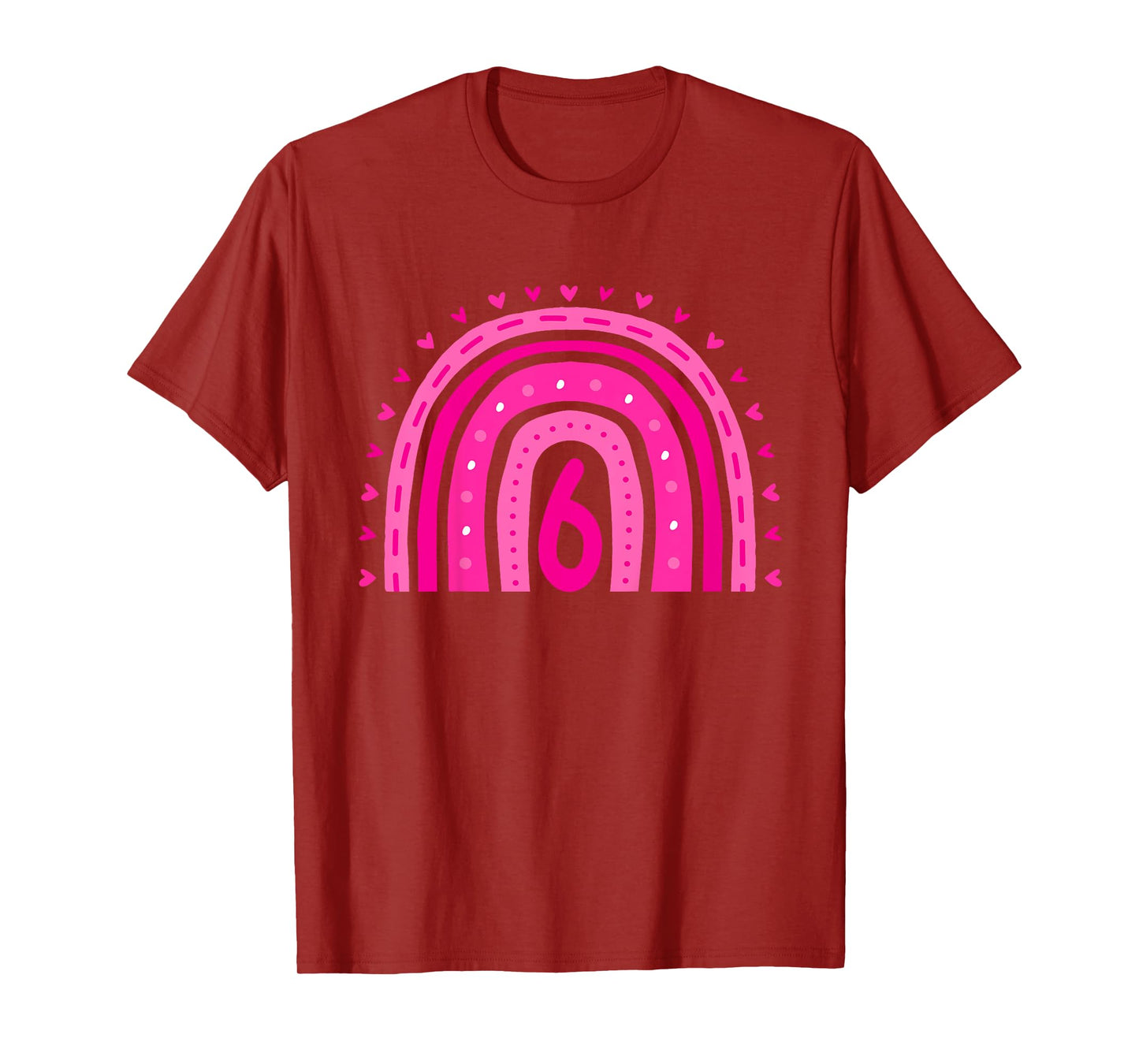 Kids Girl's Birthday Six 6 Years Old 6th Birthday Pink Rainbow T-Shirt