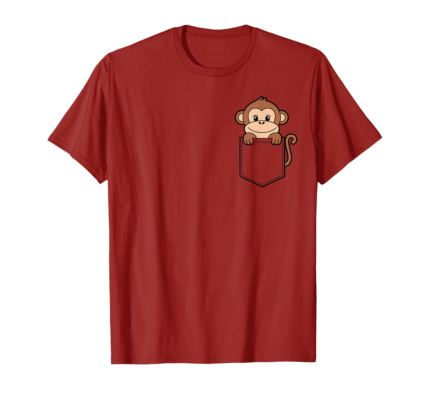 Boys Girls Toddler Cute Zoo Animal Monkey Pocket for Kids T-Shirt