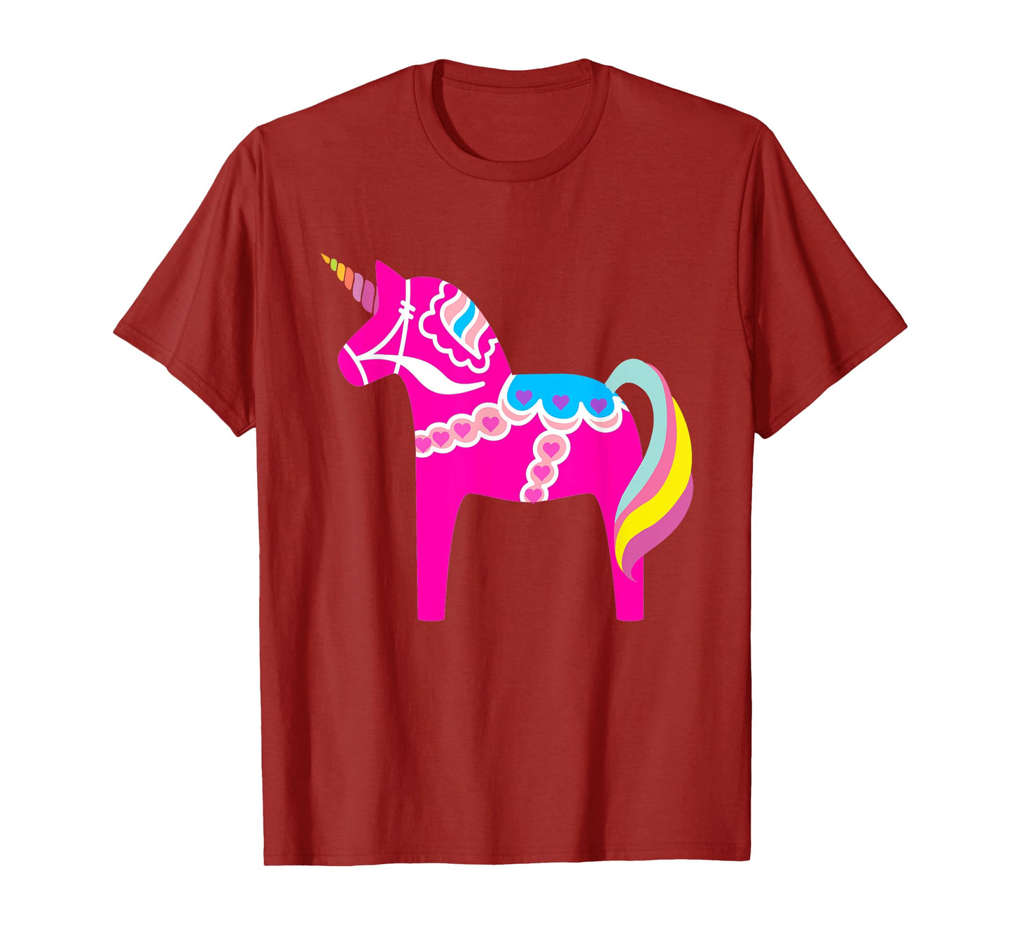Pink Dala Horse Unicorn Swedish Dalecarlian Horse T-Shirt