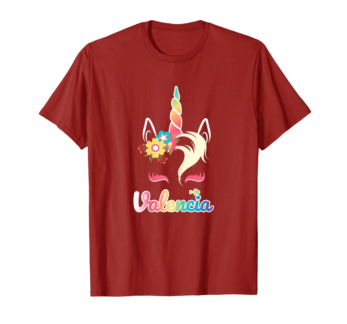 Rainbow Unicorn Valencia apparel Custom Name Gift for girls T-Shirt