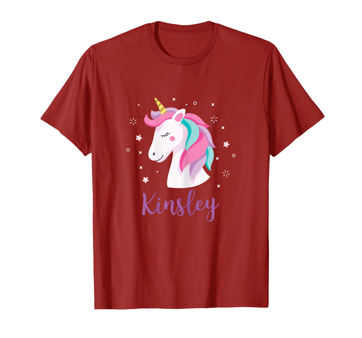 Cute Kinsley Unicorn Personalized Name Girls Gifts T-Shirt
