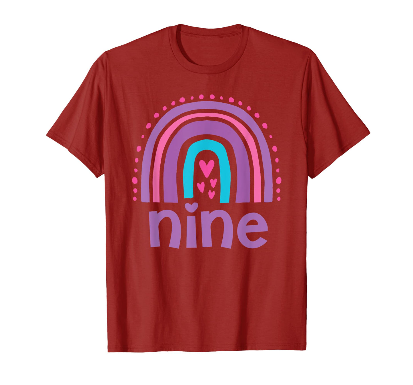 Girl's 9th Birthday Boho Rainbow Nine 9 Years Old Colorful T-Shirt