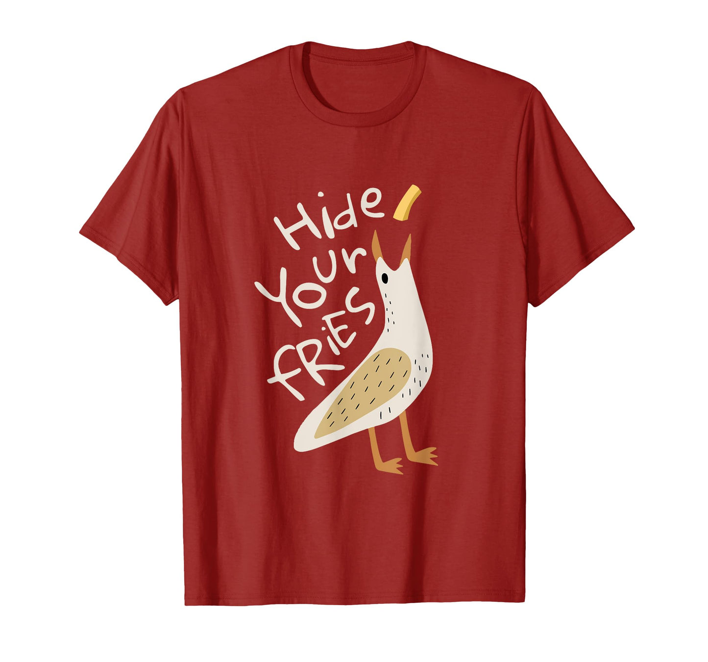 Hide Your Fries Funny Seagull Whimsical Food Humor T-Shirt