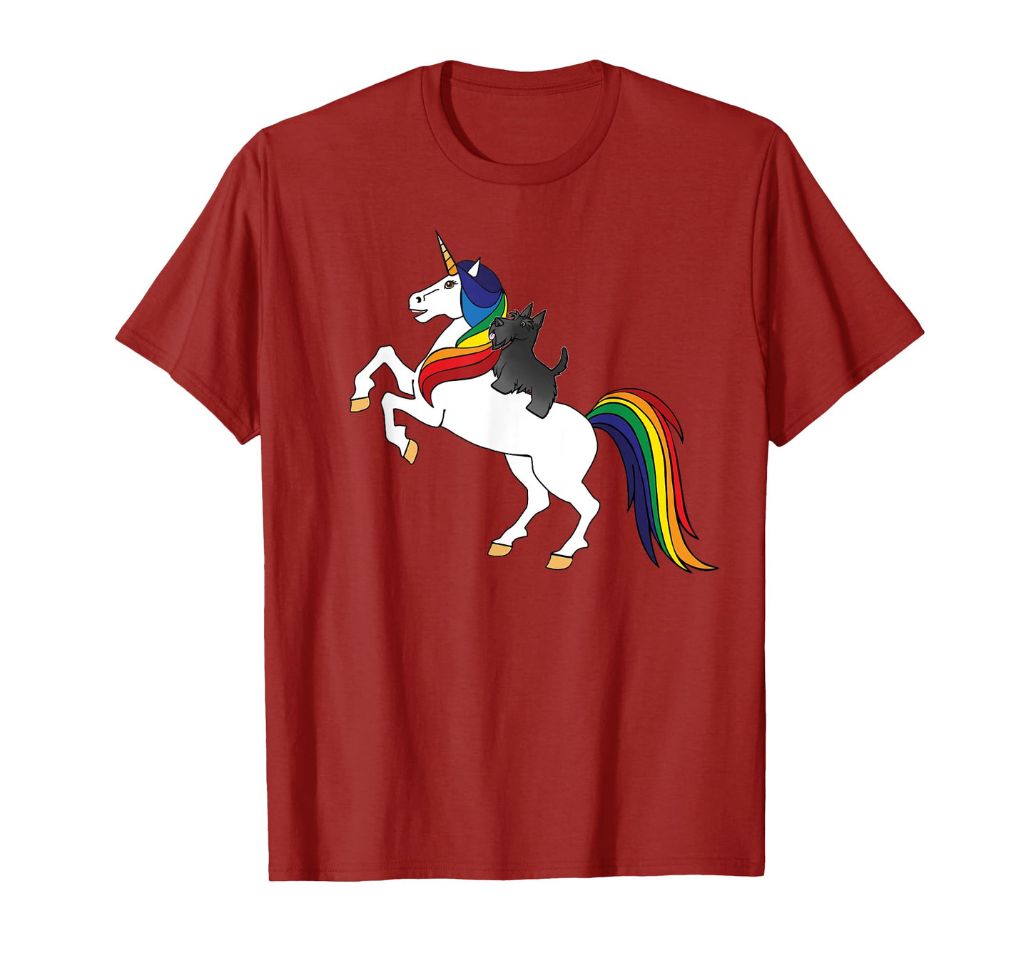 Cute Kid Girls Womens Rainbow Unicorn Scottish Terrier Lover T-Shirt