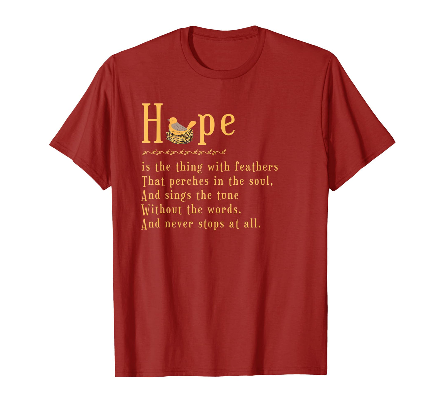 Emily Dickinson Hope is The Thing With Feathers Bird Nest T-Shirt