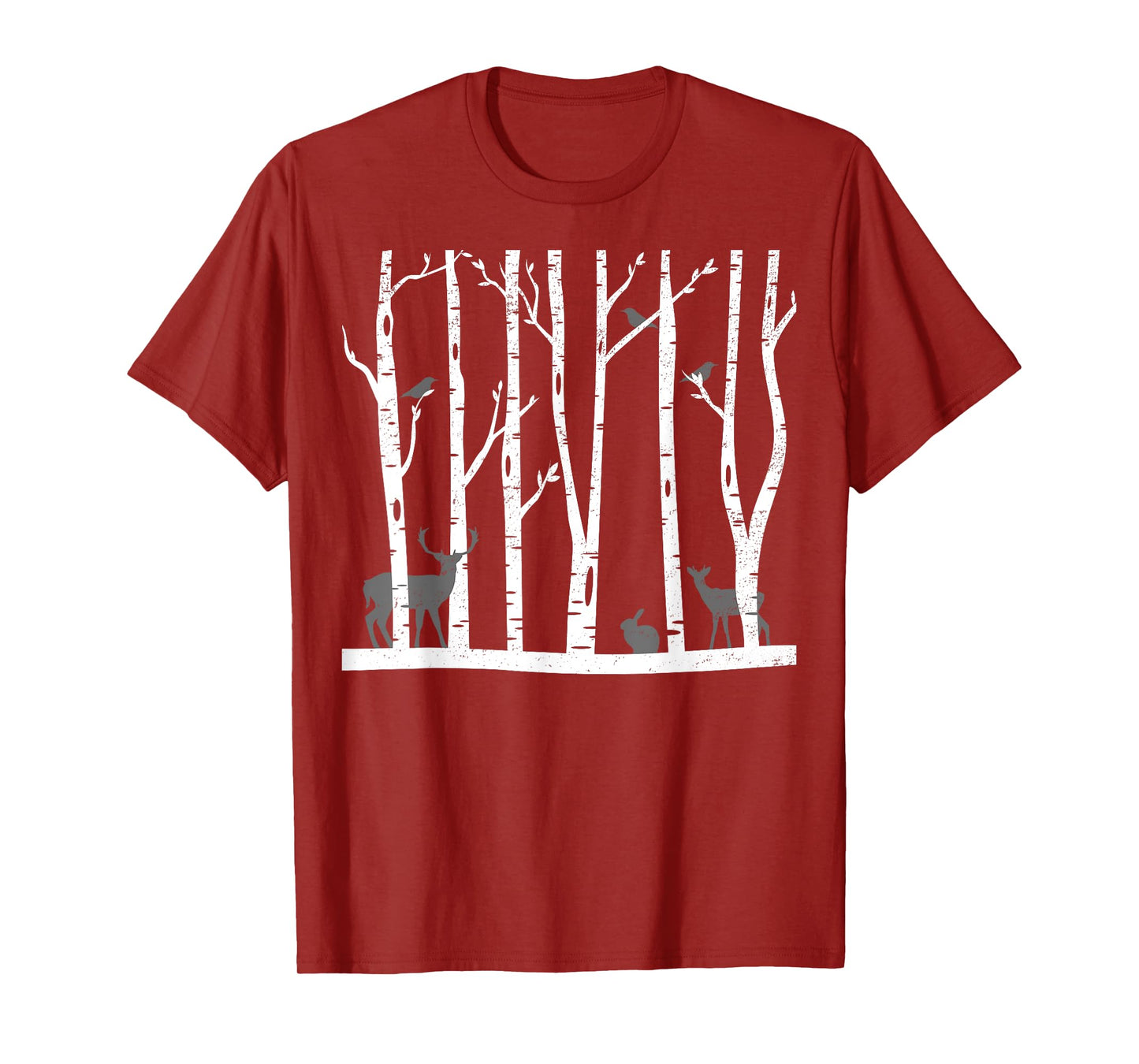 Snowy forest Paining Winter Trees Deer Nice Art Drawing T-Shirt