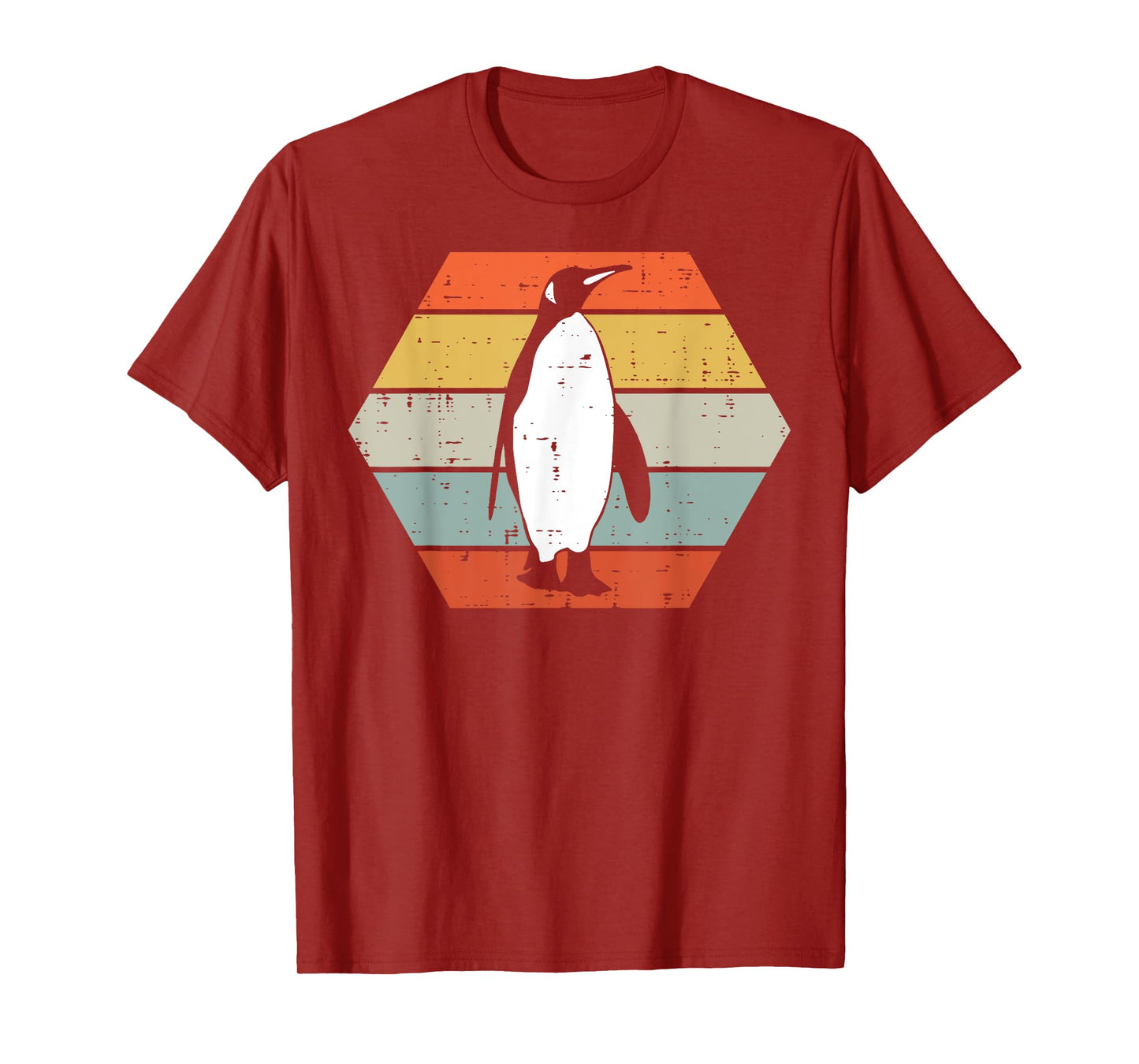 Penguin Sunset Hexagon Retro Animal Lover Women Men Kids T-Shirt