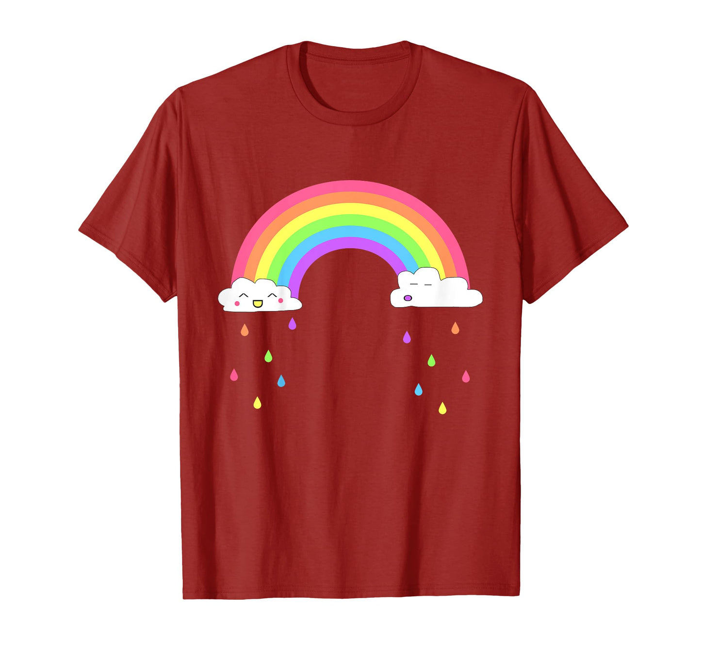 Kids Smiling Happy Rainbow Raining Clouds Cute T-Shirt for Girls T-Shirt