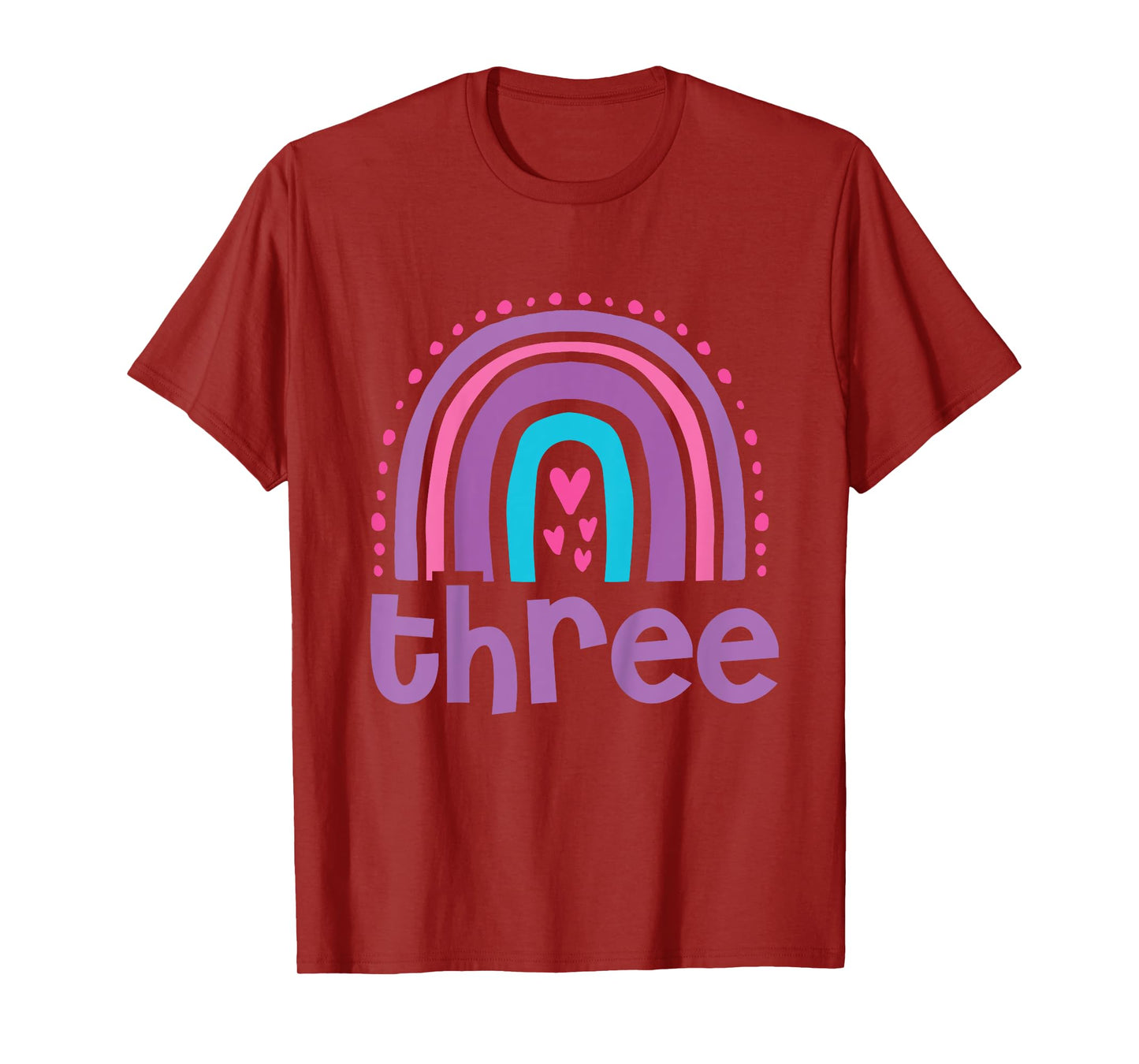 Girl's 3rd Birthday Boho Rainbow Three 3 Years Old Birthday T-Shirt