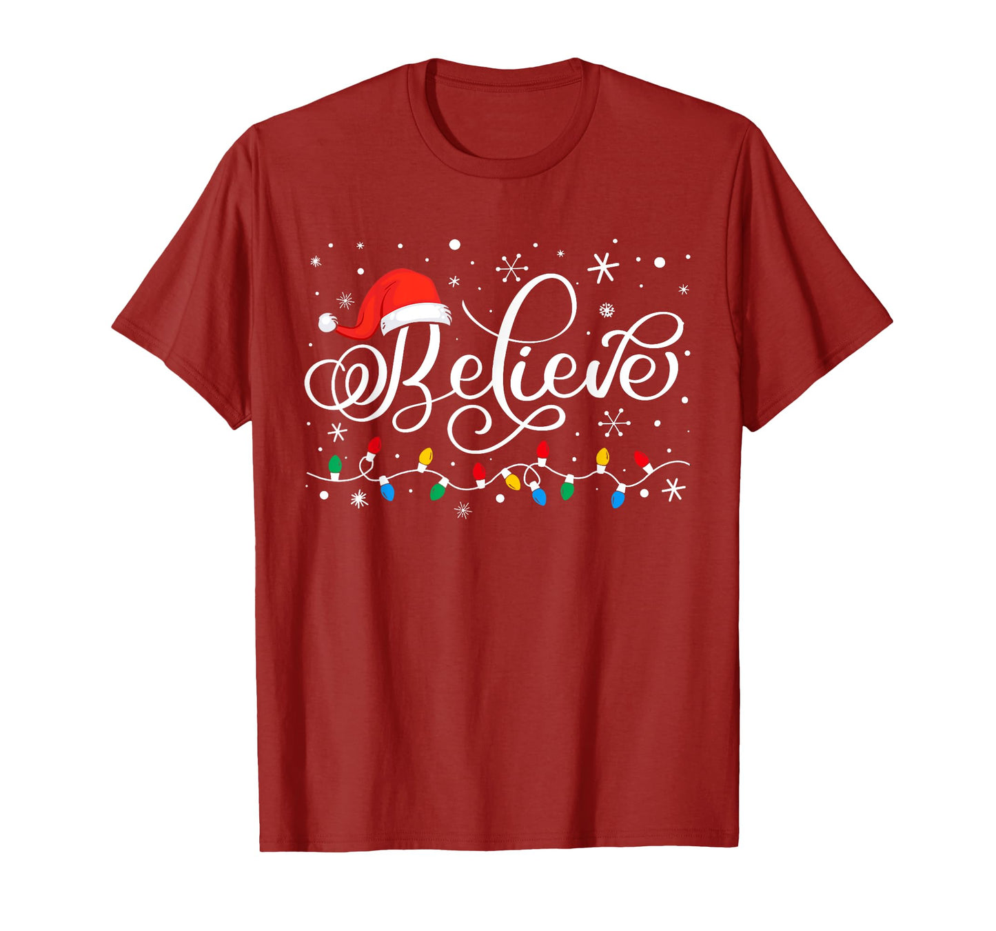 Funny Christmas Believe Santa Claus Christmas Men Women Kids T-Shirt