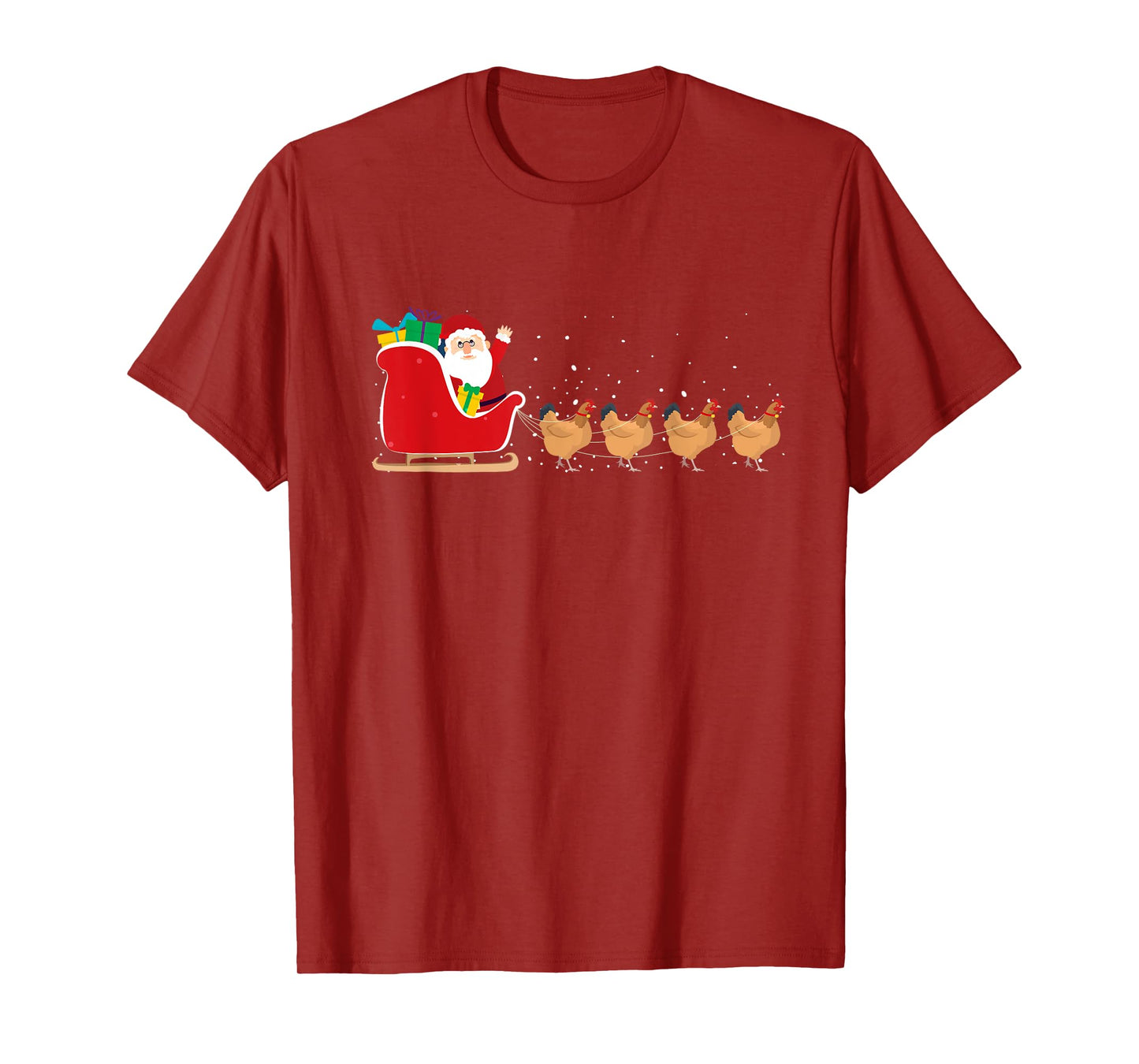 Chicken Santa Christmas Sleigh - Funny Chicken Xmas T-Shirt
