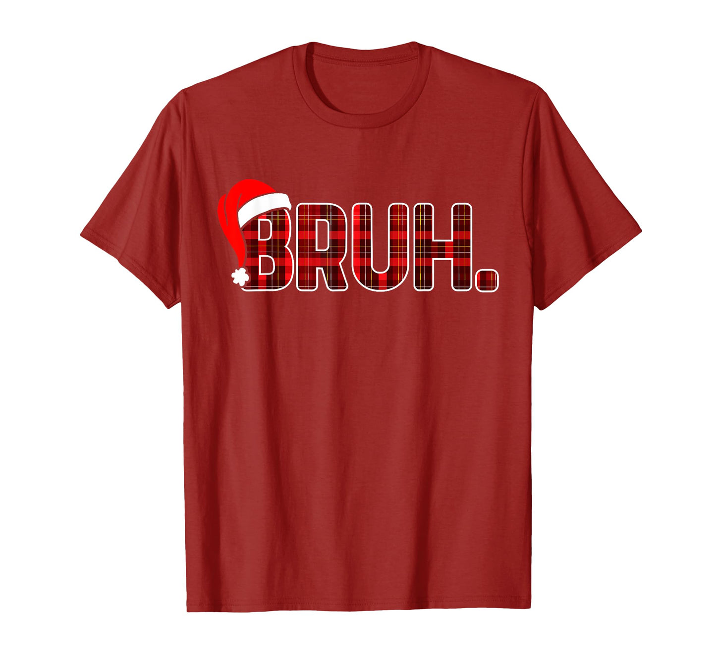 Bruh Funny Christmas Plaid Teens Boys Kids Xmas Pajamas T-Shirt