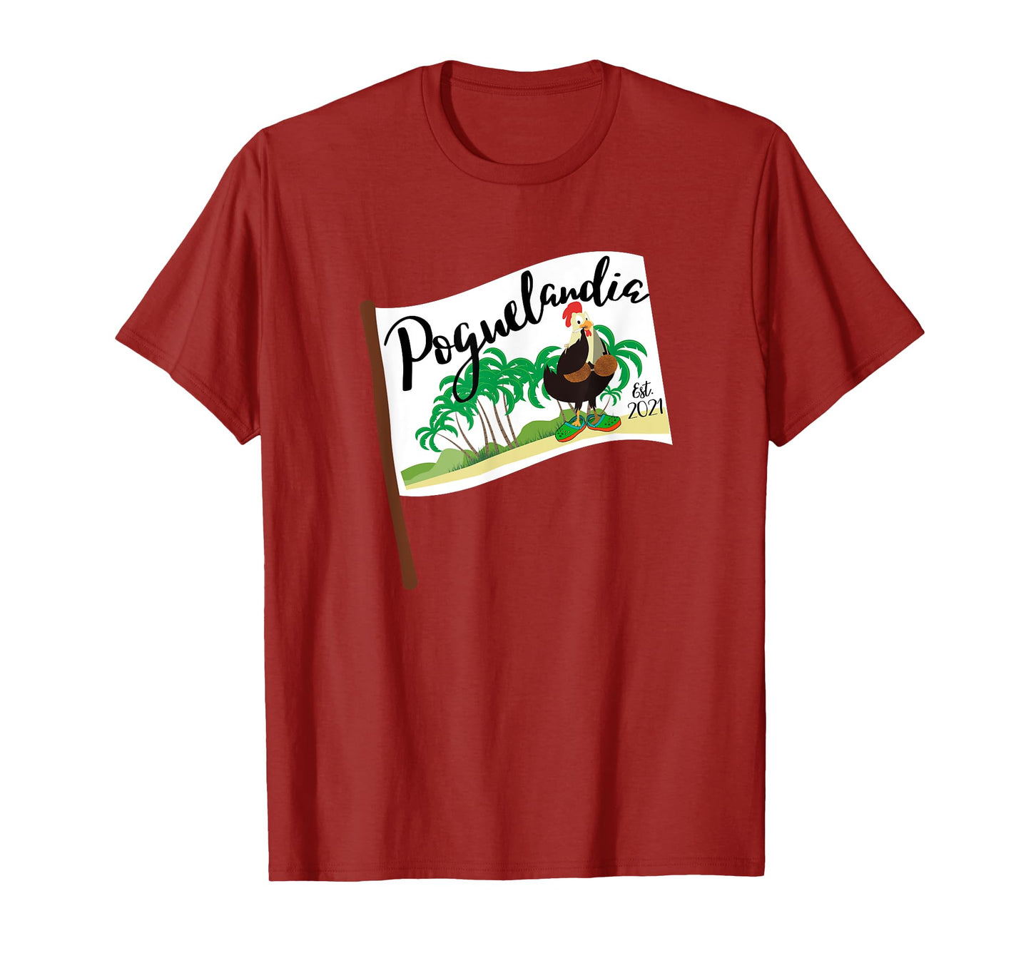 Bliss and Co. Tees Poguelandia Flag with Chicken in Coconut Bra Grey Women's T-Shirt Small